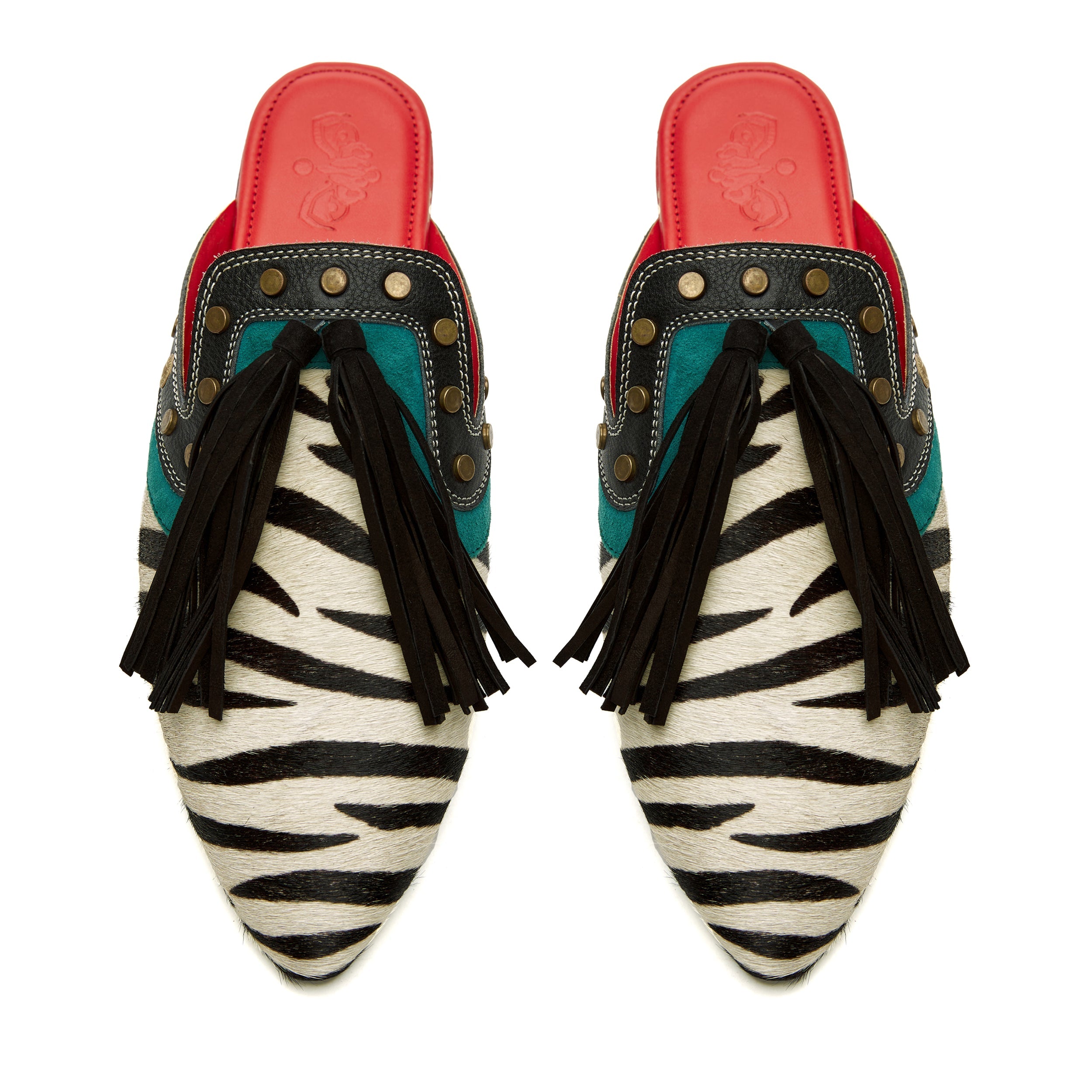 Banjaaran India Zebra Cone Mules Women