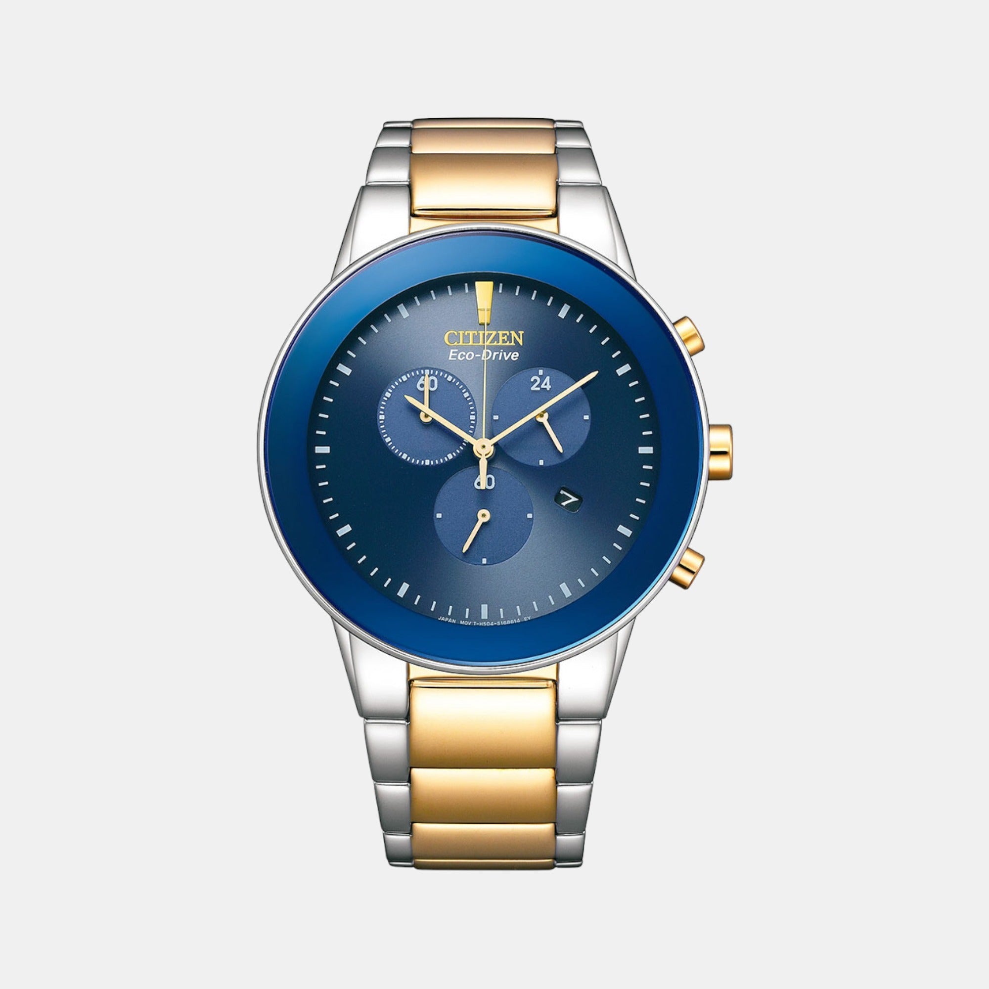 Citizen Axiom Men Eco-Drive Blue Dial Chronograph Stainless Steel Watch AT2244-84L