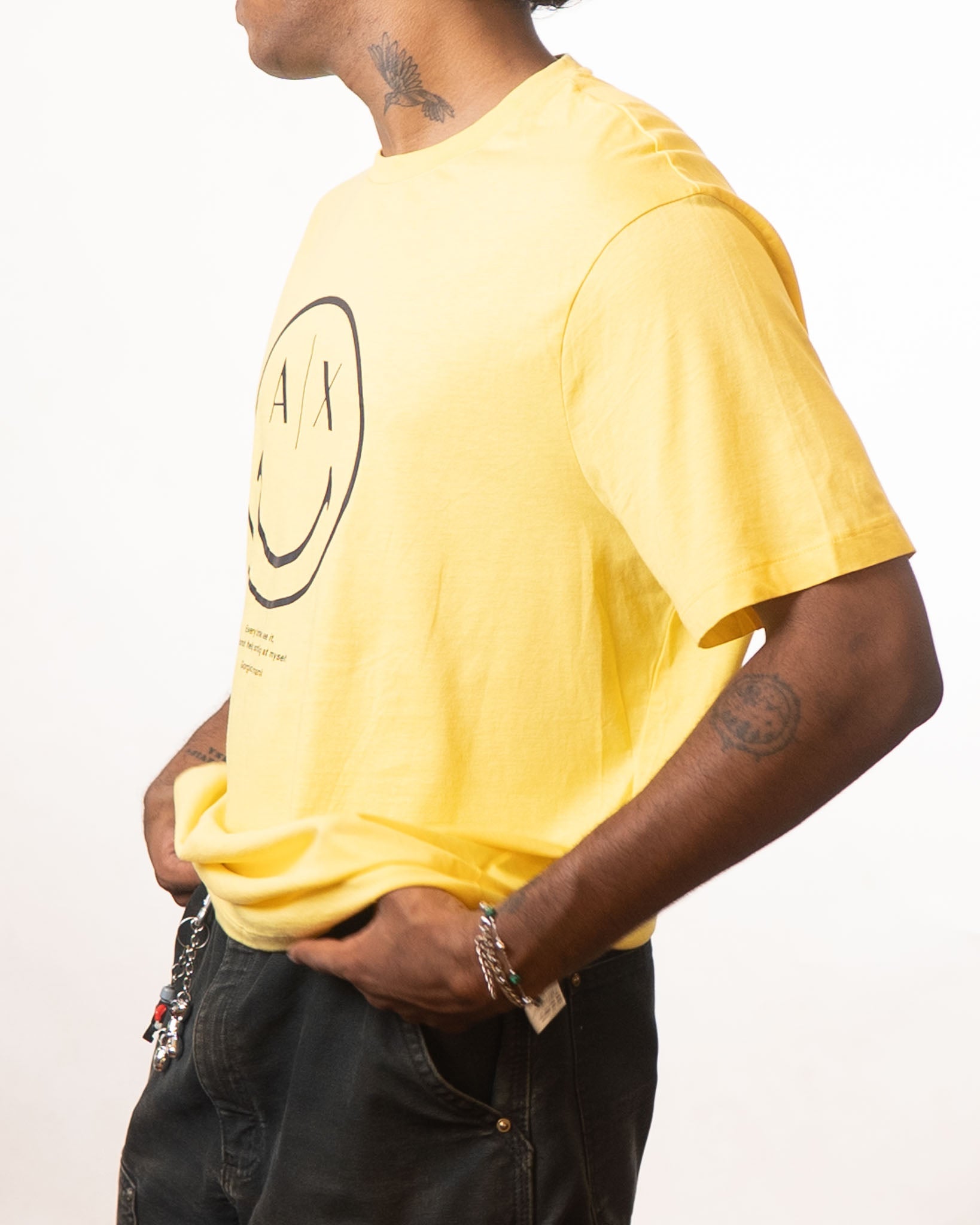 Armani Exchange yellow smiley tshirt - view 2