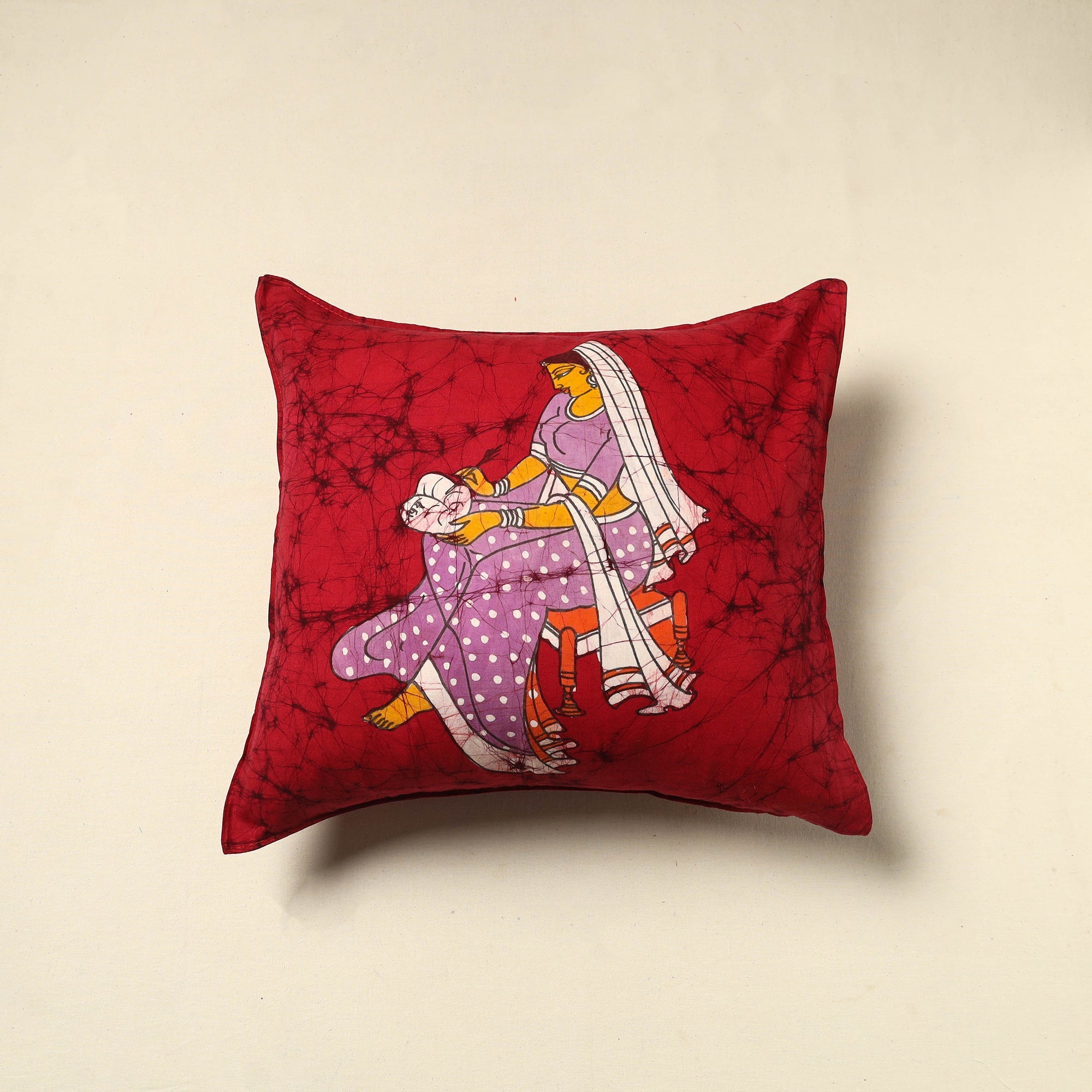 KACHCHH JI CHHAAP Pure Cotton Hand Batik Cushion Cover (18 x 18 in) 73