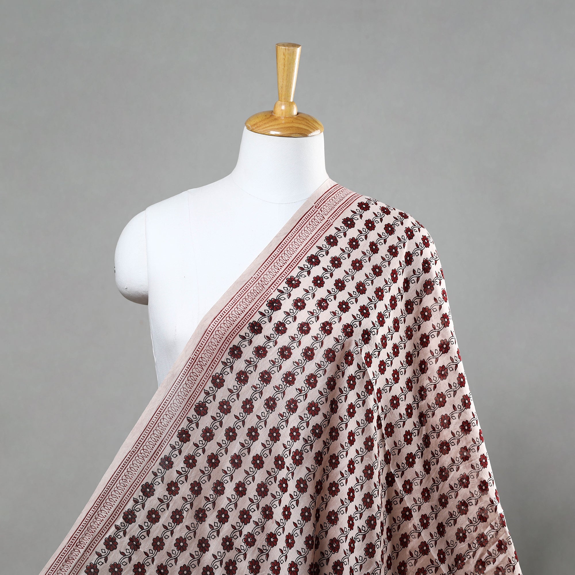 BAGH PRINTS BY UMAR FARUK KHATRI Beige - Chanderi Silk Bagh Print Fabric 01
