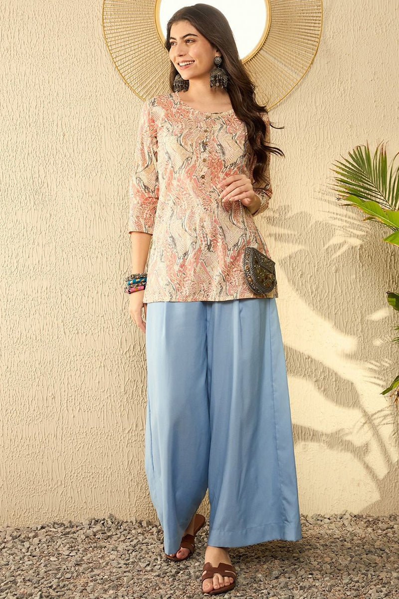 Ahika Red Cotton Blend Abstract Printed Regular Tunic VT1293 - view 5
