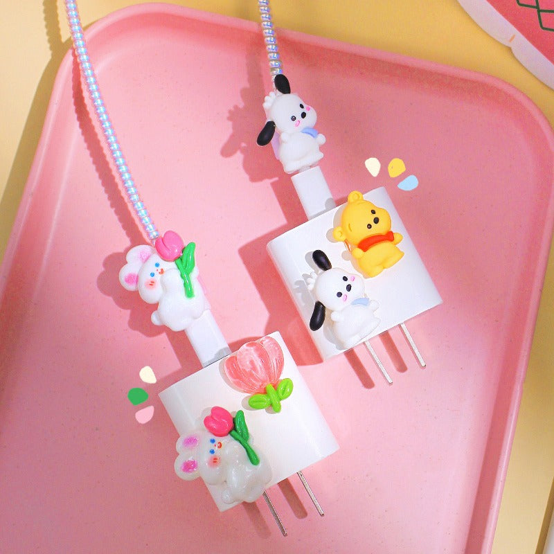Peeperly Adorable Cartoon Tulip Data Cable Protective Kit