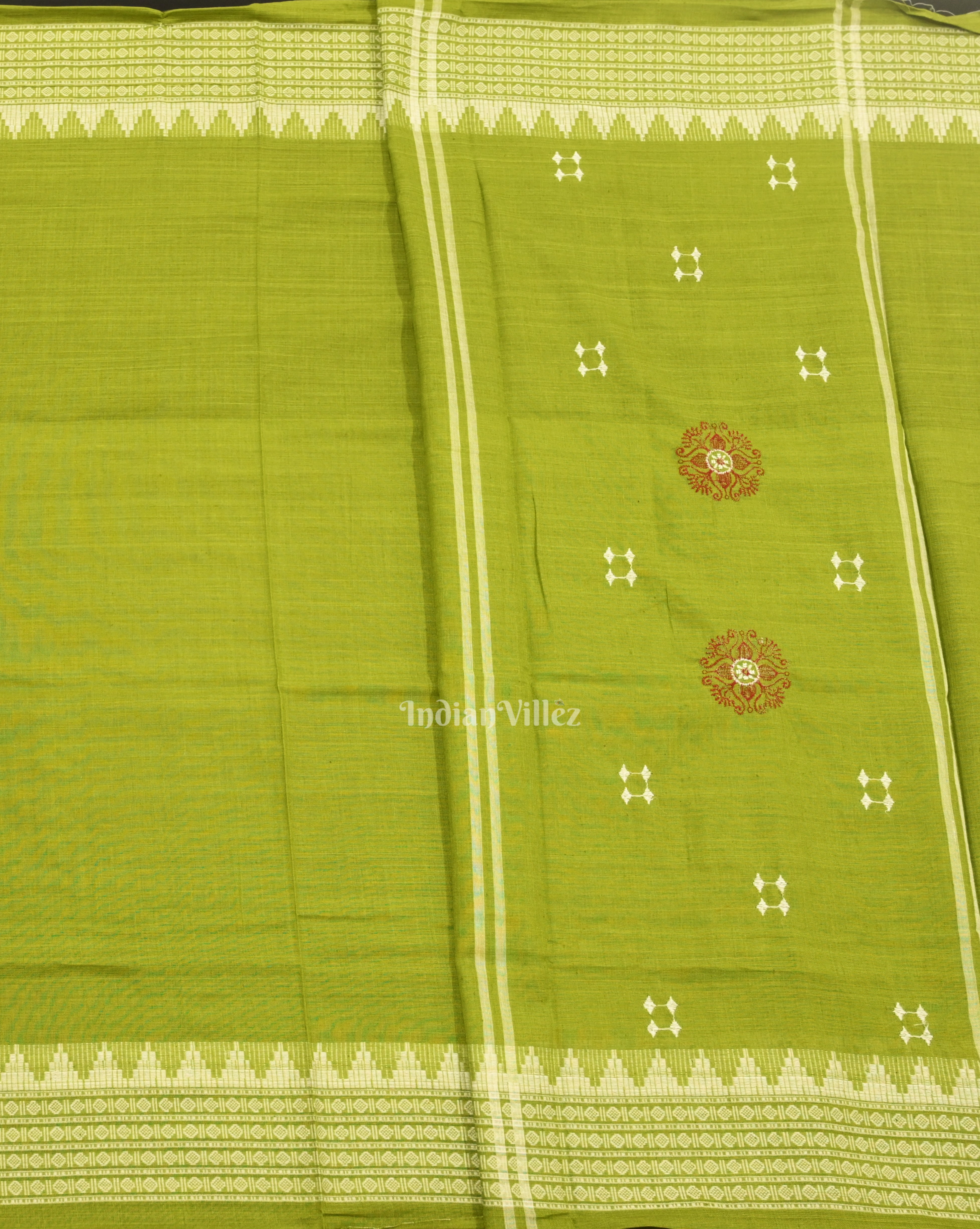 IndianVillèz Maroon Parrot Green Sambalpuri Bomkai Cotton Dress set with Dupatta - view 4