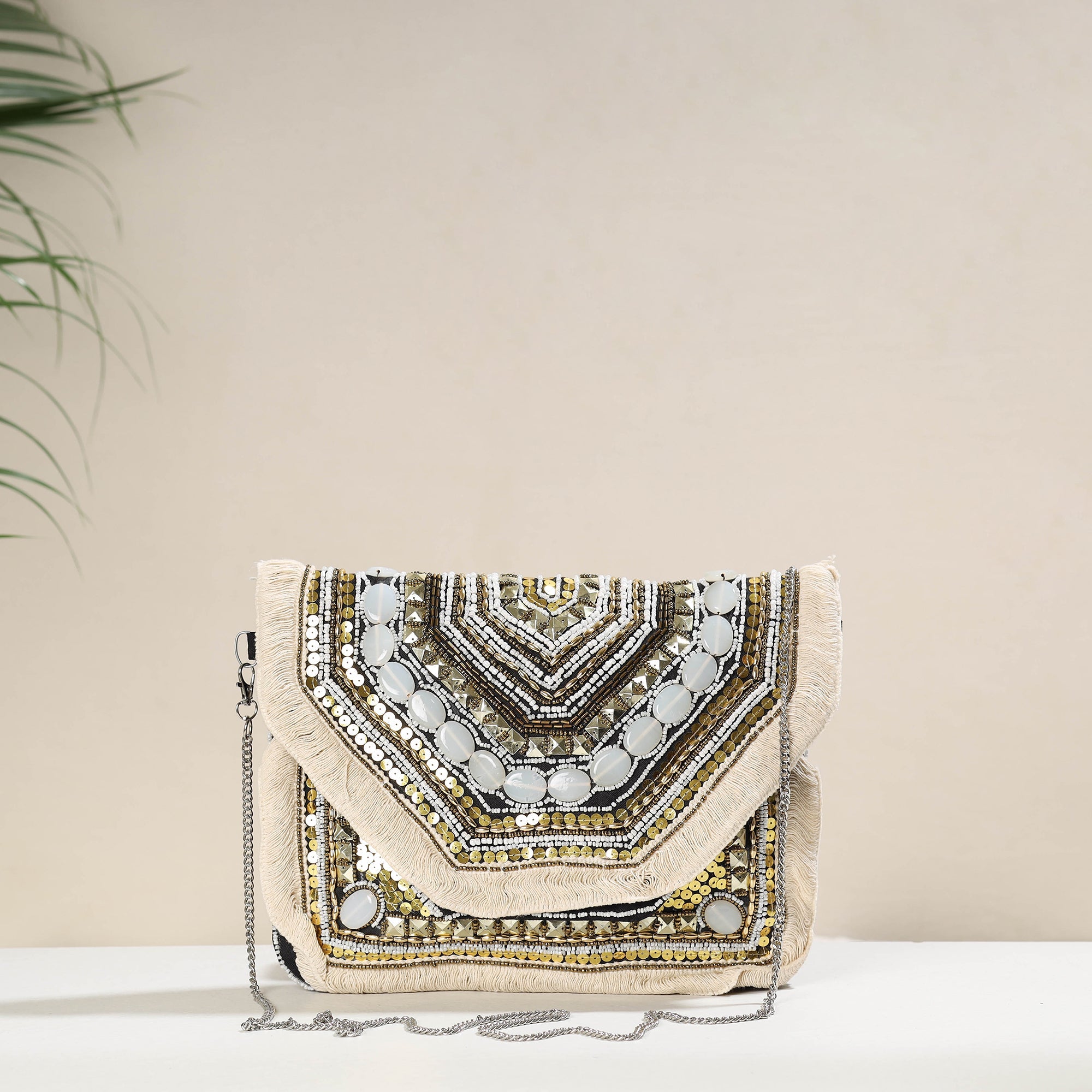 HAVELI CHRONICLES Beige - Banjara Boho Ethnic Embellished Handcrafted Sling Bag - view 2