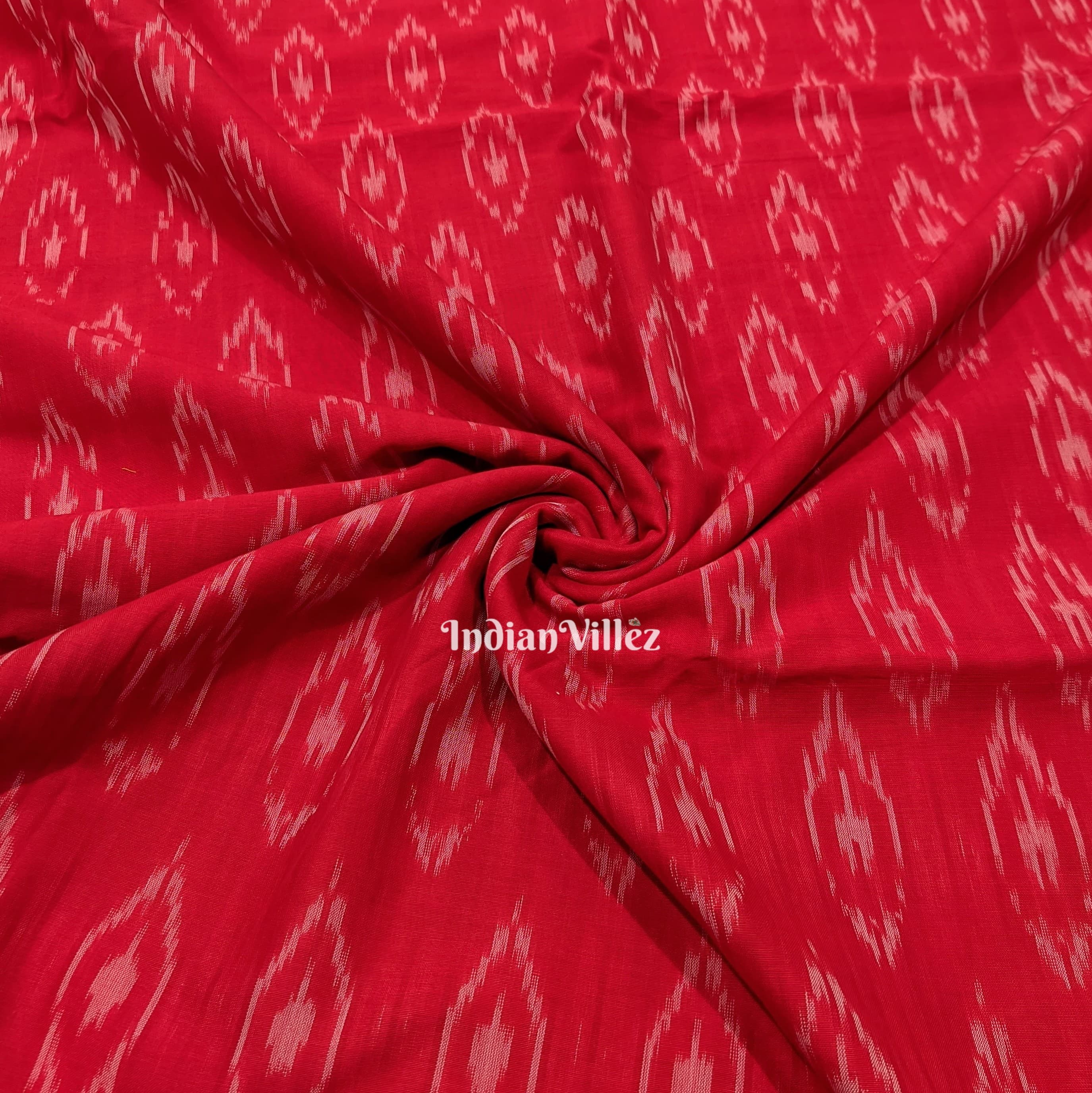 IndianVillèz Red Pochampally Ikat Cotton Fabric