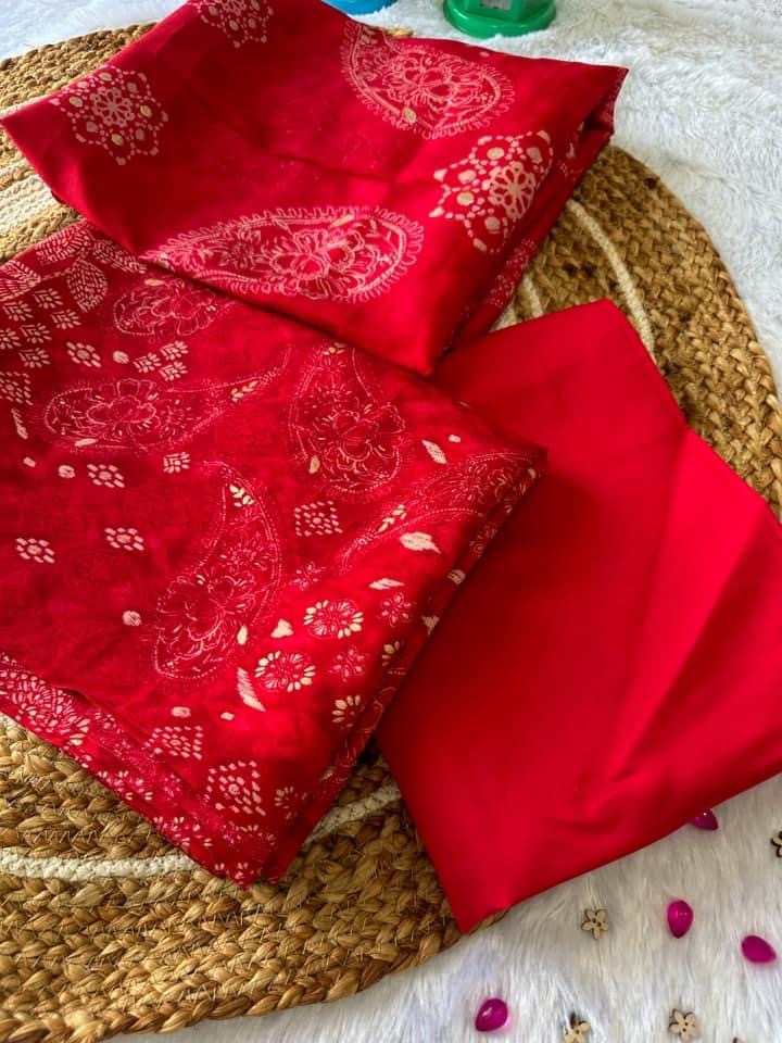 Idaho-o Red rayon unstiched fabric #21