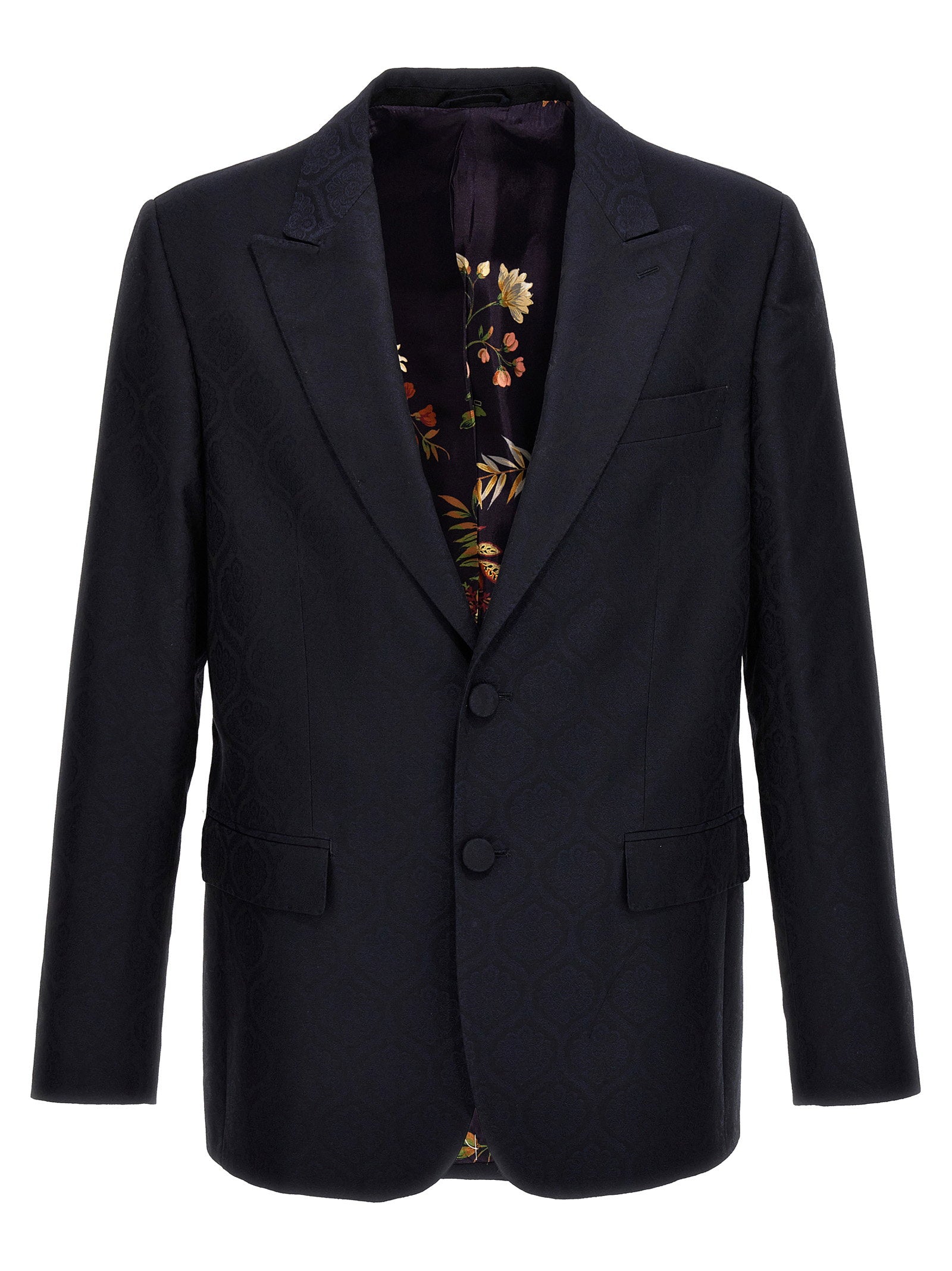 Etro Single-breasted Jacquard Blazer – 53% cotton, 47% wool