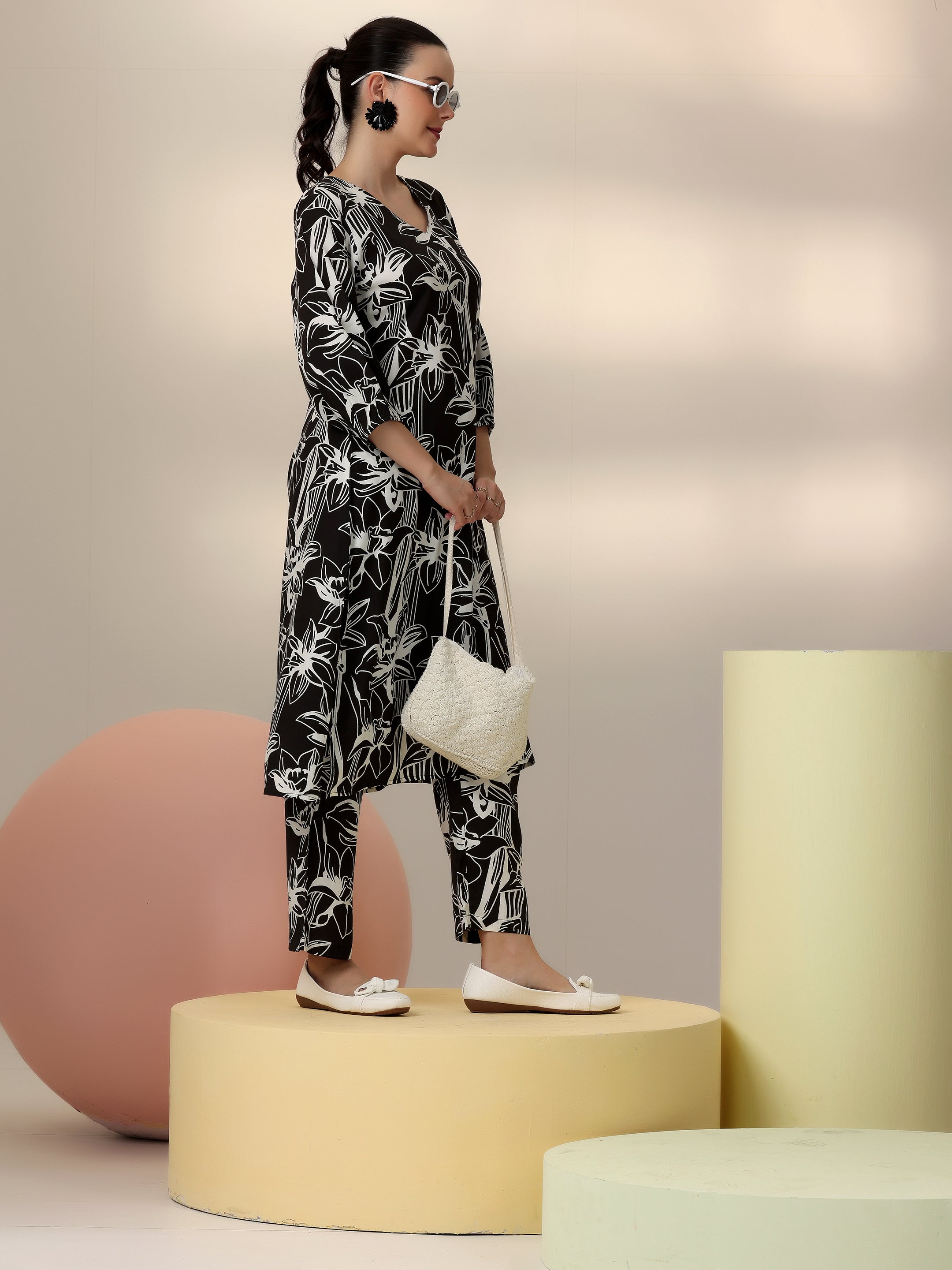Libas Black Printed Rayon Co-Ords - view 2
