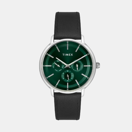 Timex Fashion Men Quartz Green Dial Chronograph Leather Watch TWEG22000