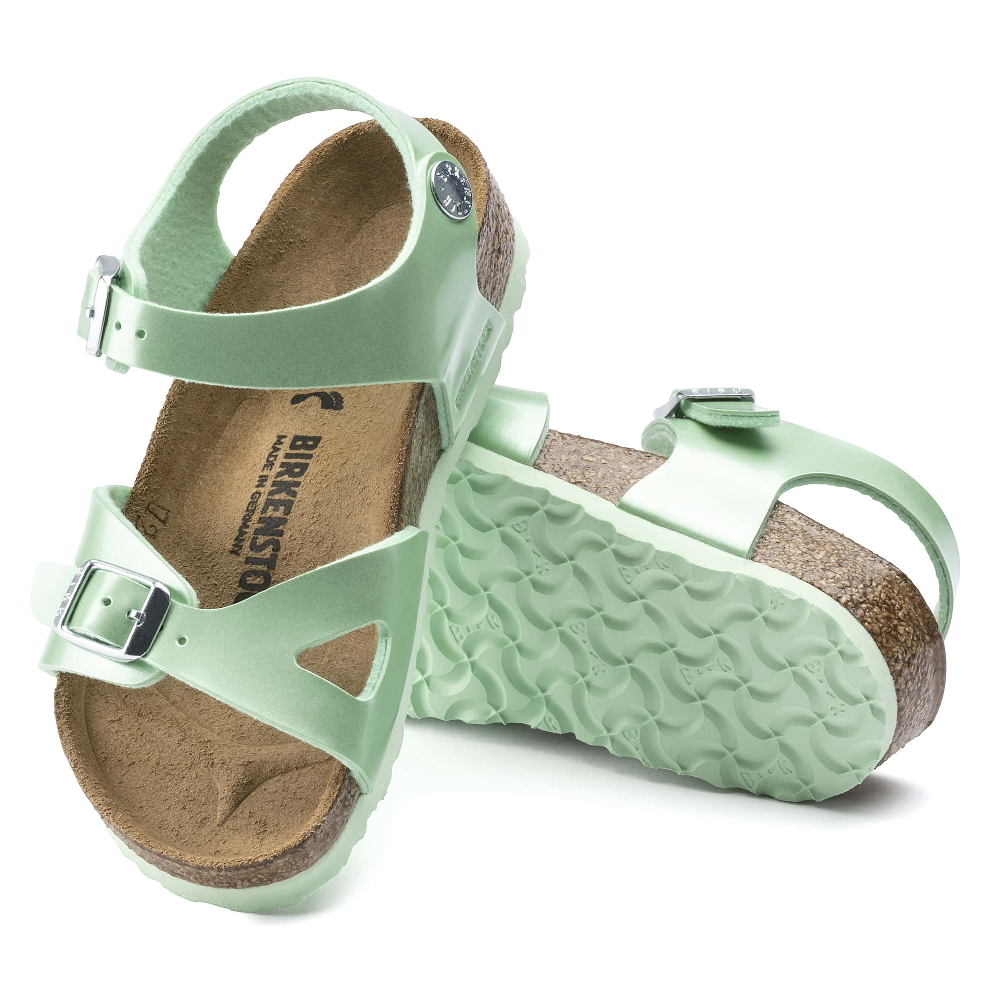 Birkenstock Rio Kids Birko-Flor – Green Green/Electric Metallic Mineral