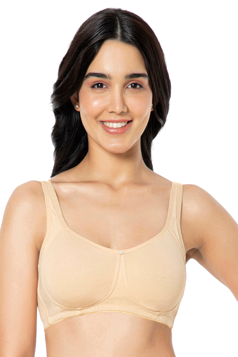 Amante Cotton Super Support Solid Non Padded Non-Wired Bra - Hazelnut