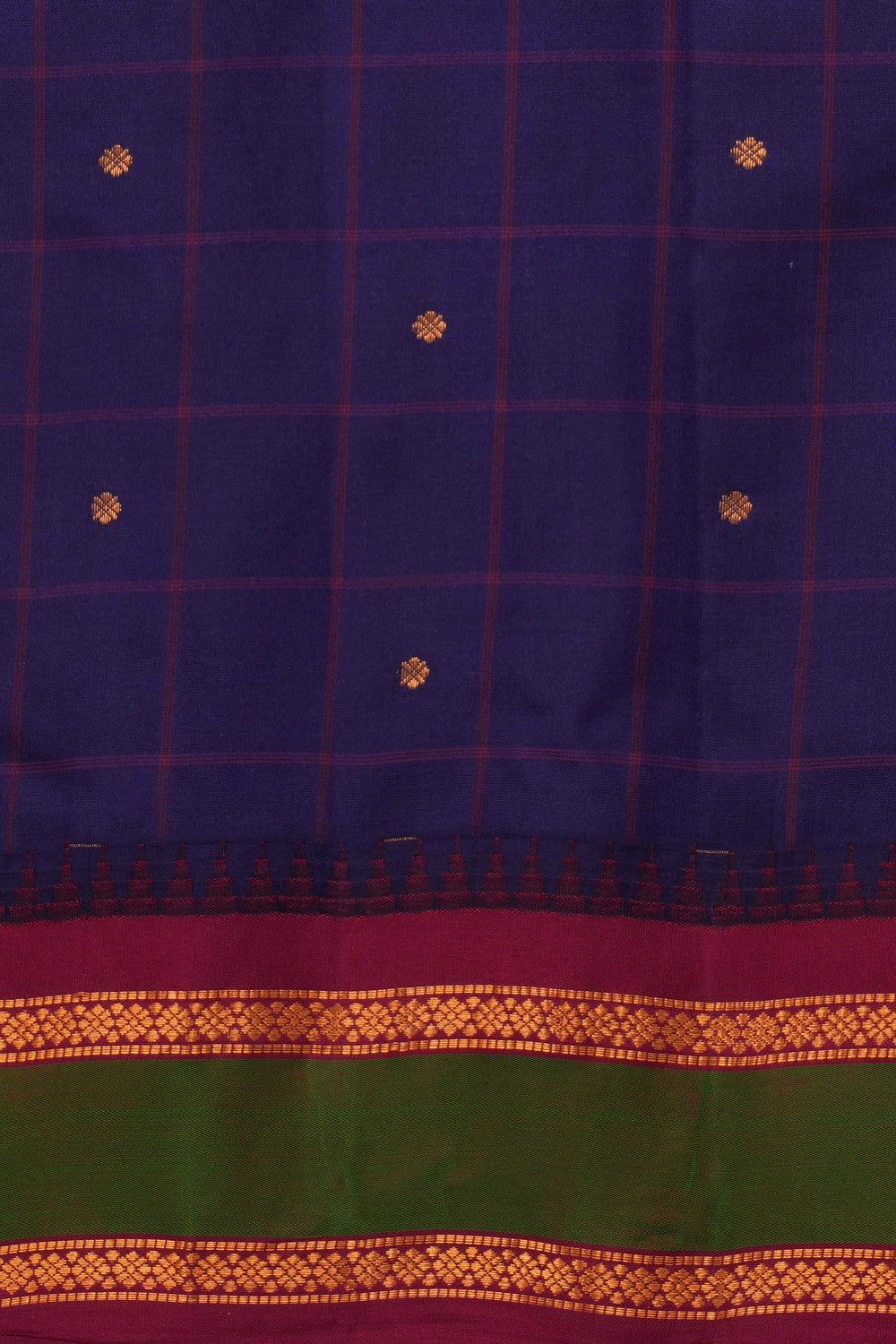 Kalanjali Gadwal Silk Violet Kattam Saree – Women's - view 2