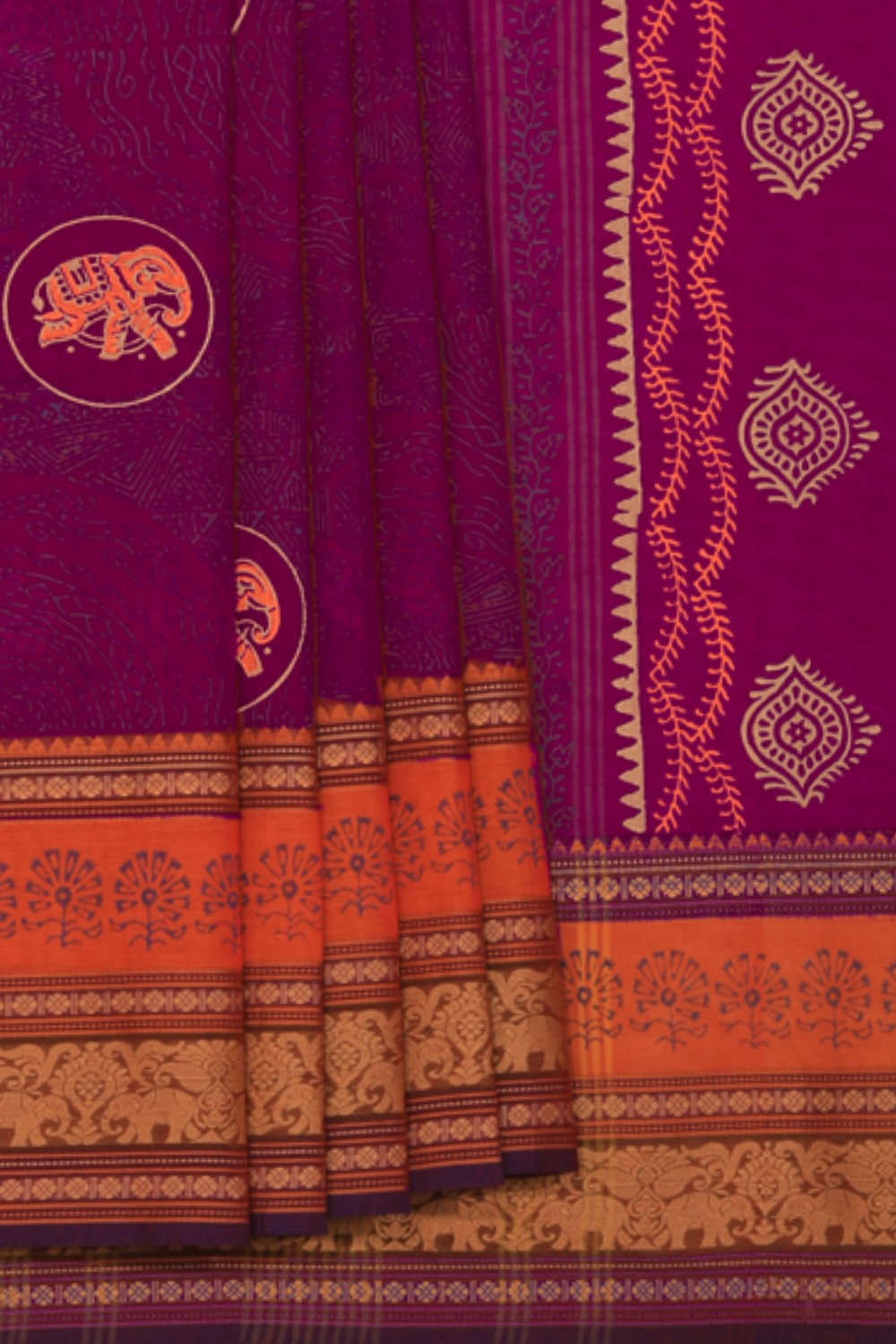 Kalanjali Ethnics Hand Block Printed Cotton Saree