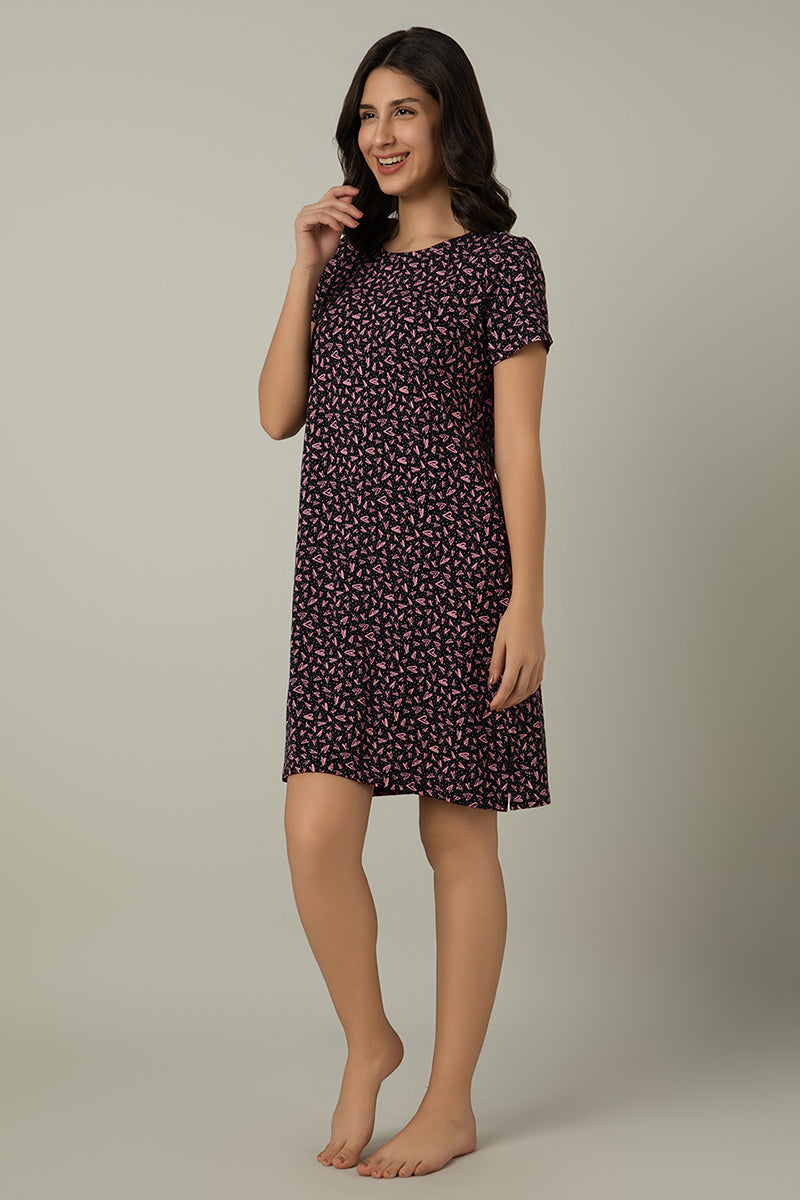 Amante Comfort Sleep Dress - Polka Heart Print - view 2