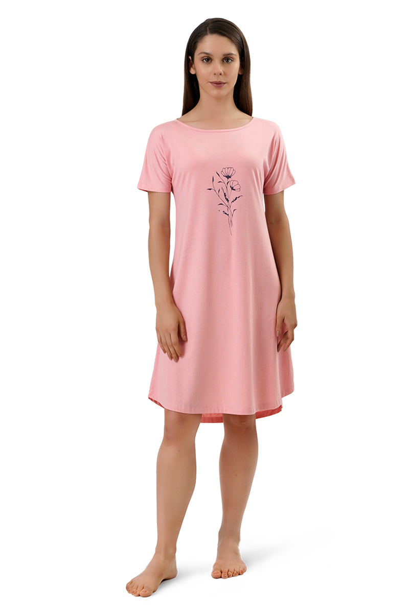 Amante Cotton Blend Sleep Dress - Bridal Rose
