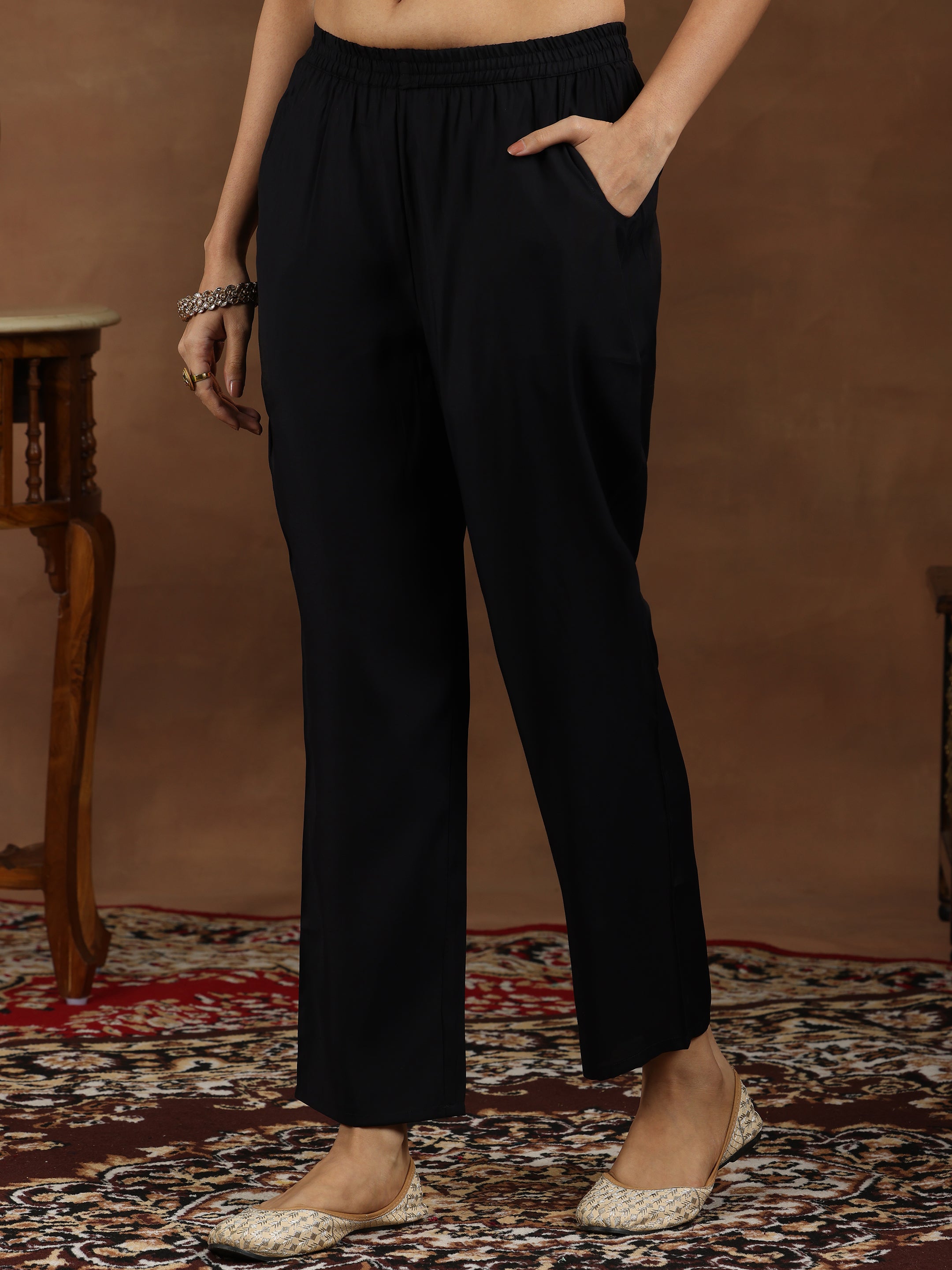 Gerua By Libas Black Yoke Design Silk Blend Straight Suit With Dupatta - view 6
