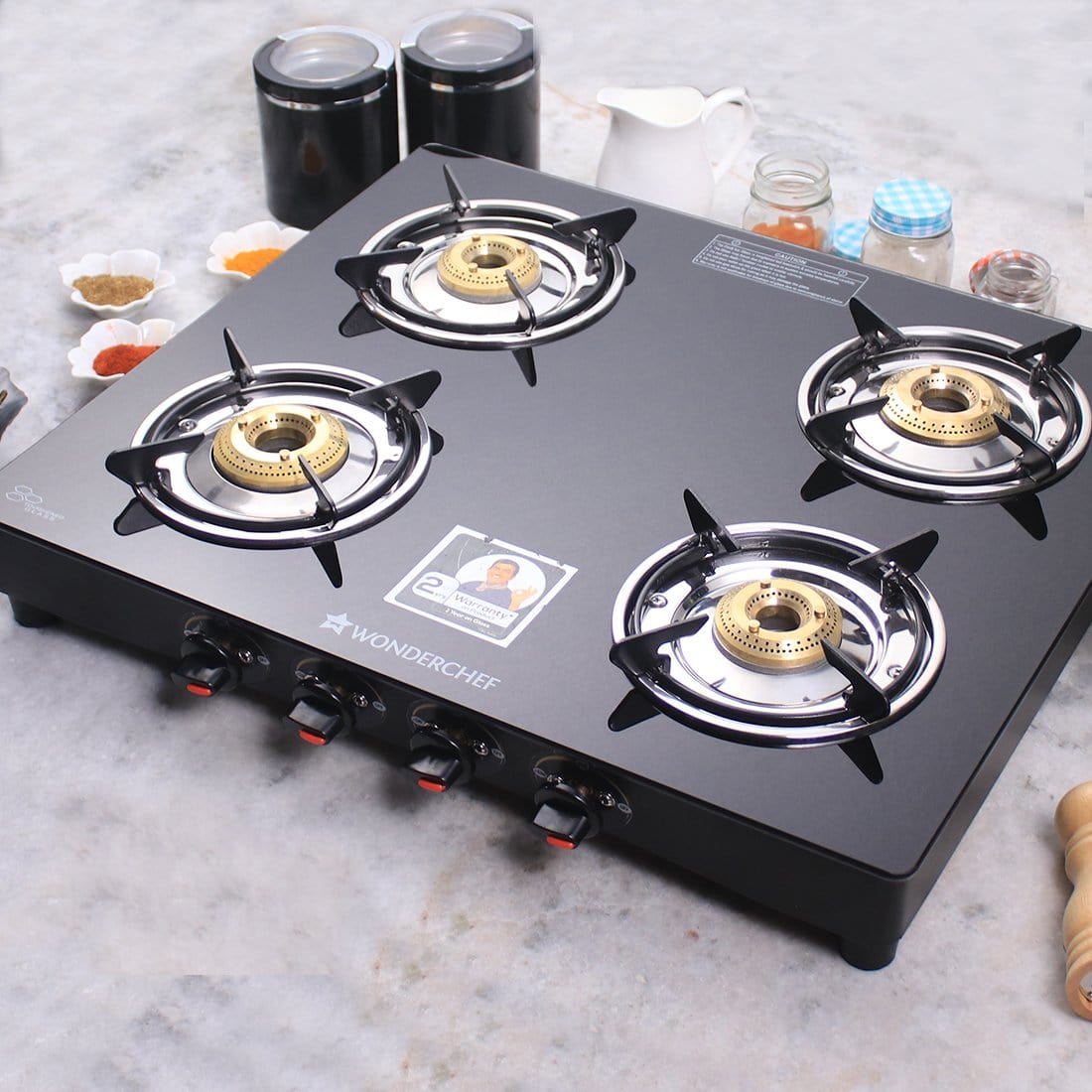 Wonderchef Ruby 4 Burner Glass Cooktop, Black Toughened Glass - view 20