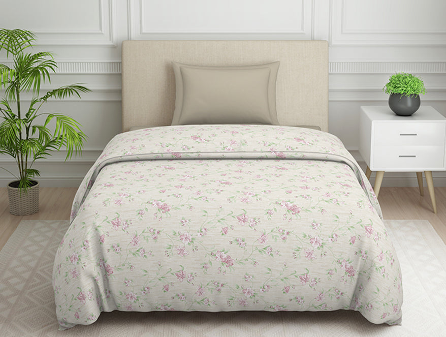 Spaces India Gloral Pink Polycotton Quilt Single Harmony - By Welspun