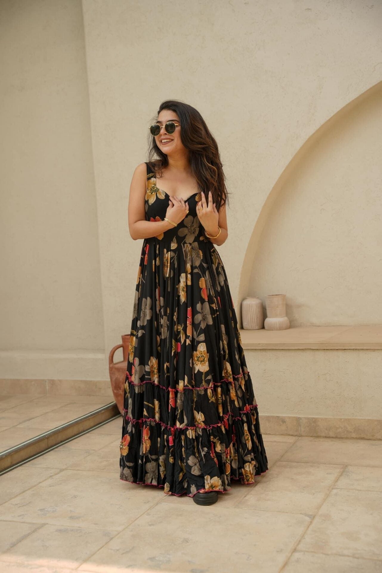 Idaho-o Black floral maxi