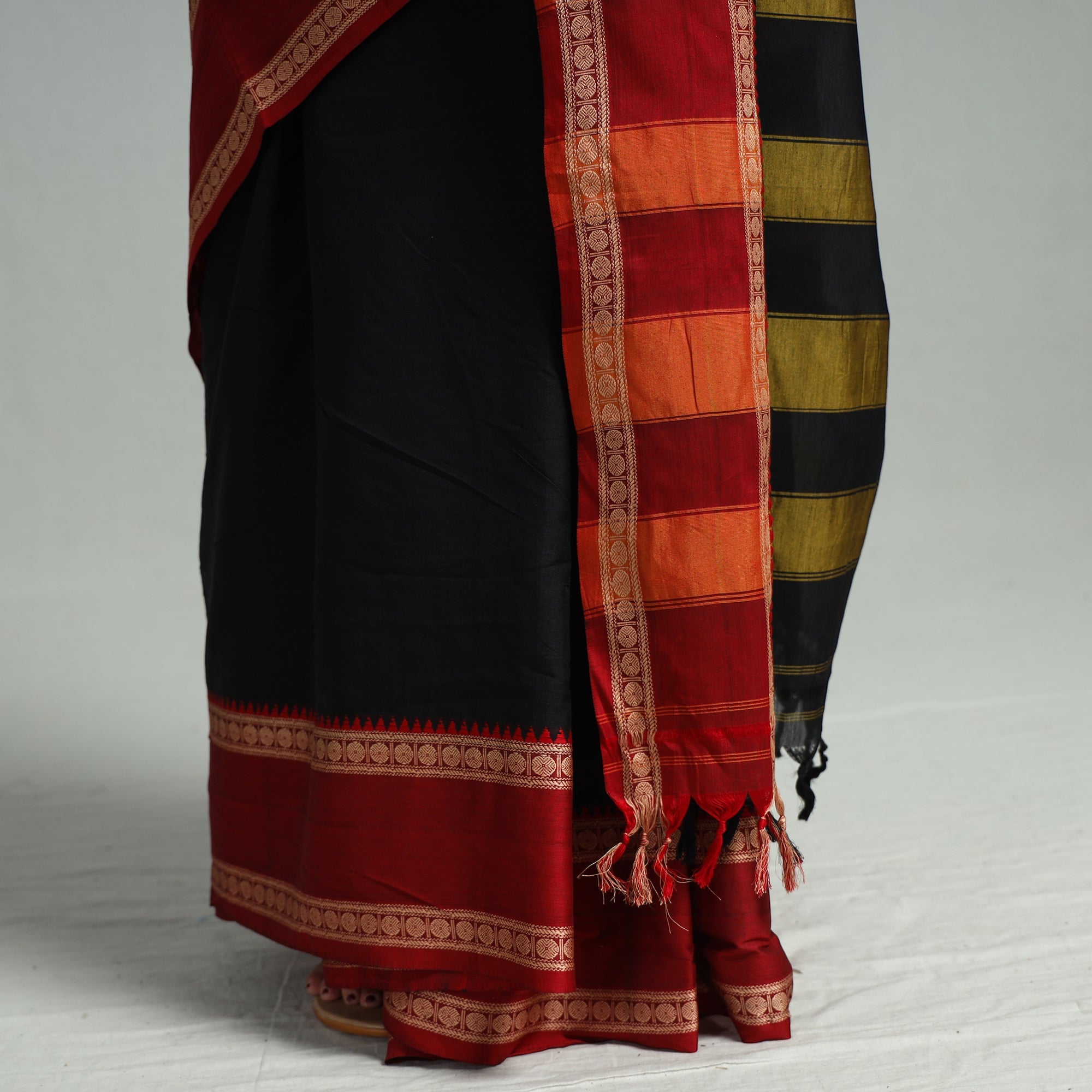 SOUTH KARGHA Black - Traditional Narayanpet Mercerised Cotton Saree with Thread Border 70 - view 6