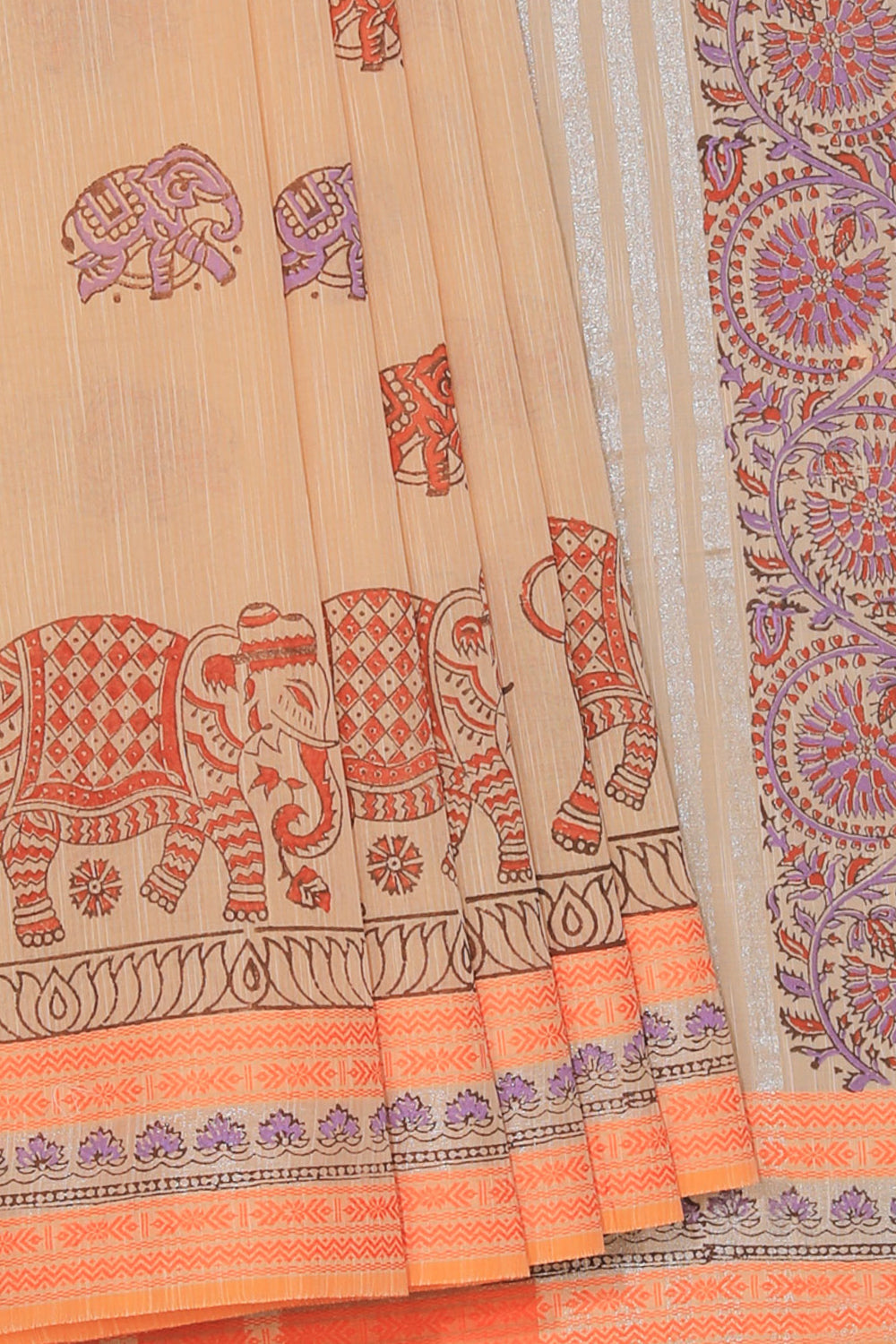 Kalanjali Ethnics Hand block printed cotton saree