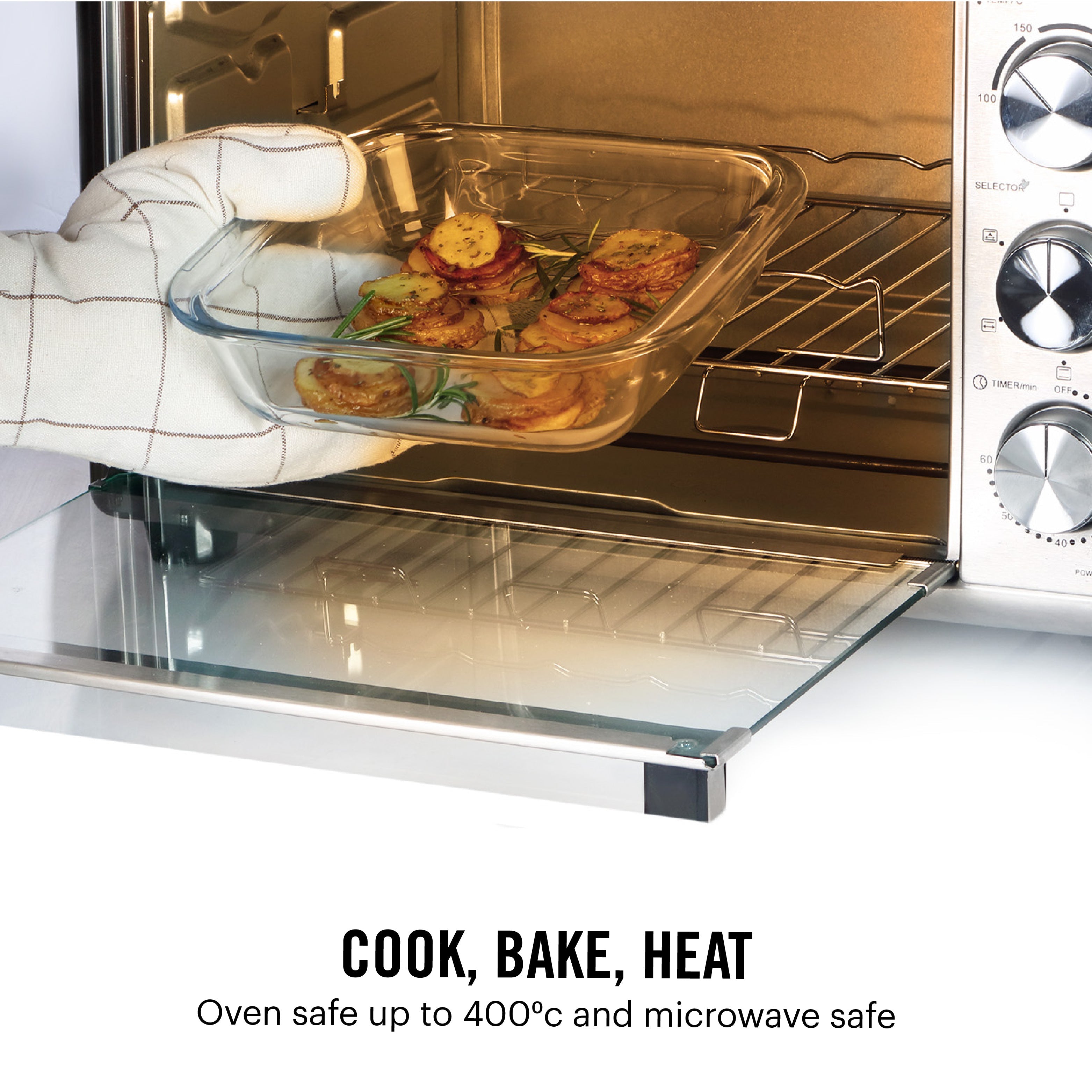 Cello Laura Square Glass Baking Dish, 1100ml – Clear - view 4