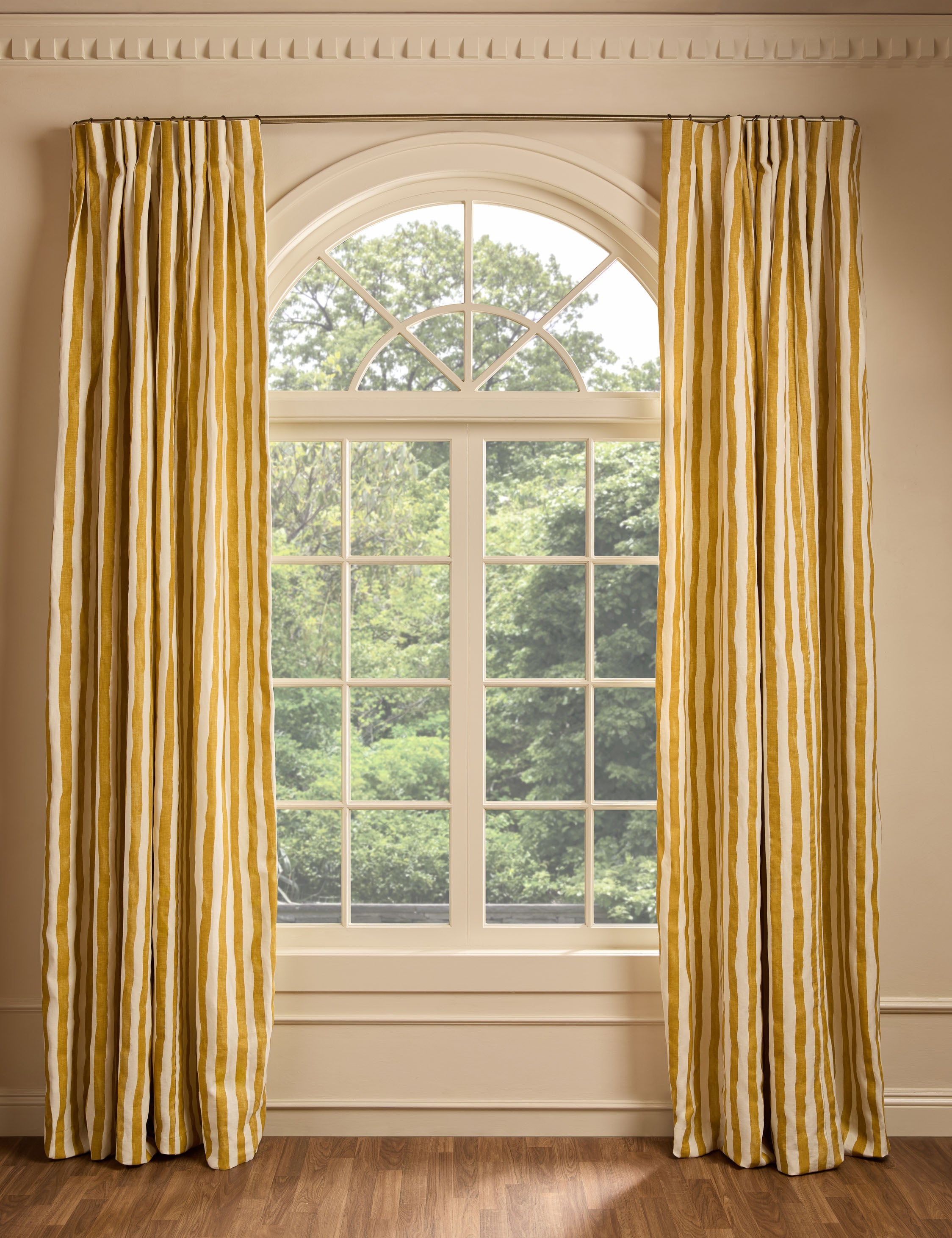 Lulu and Georgia Painterly Stripe Pleated Curtain Panel by Sarah Sherman Samuel