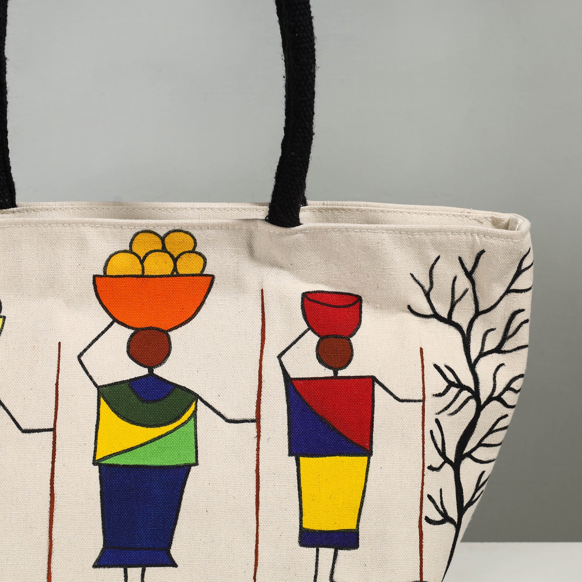 KHUSHBASH - HAPPY LOOM OF EAST Beige - Canvas Cotton Handpainted Shoulder Bag - view 2