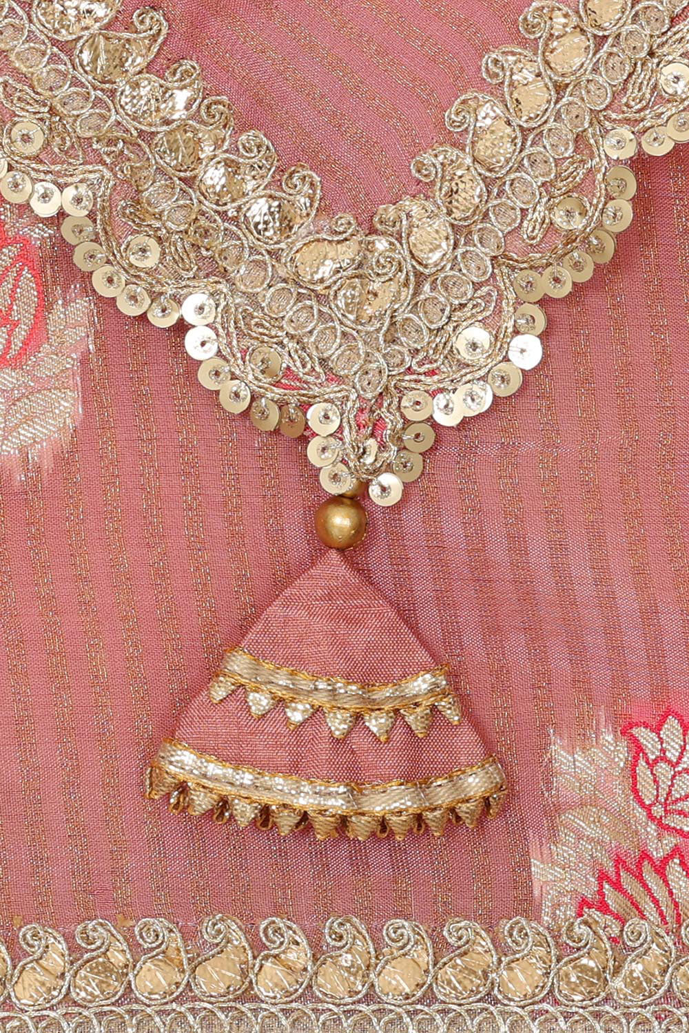 Kalanjali Glass Tissue Peach Pink Saree – Women's - view 2