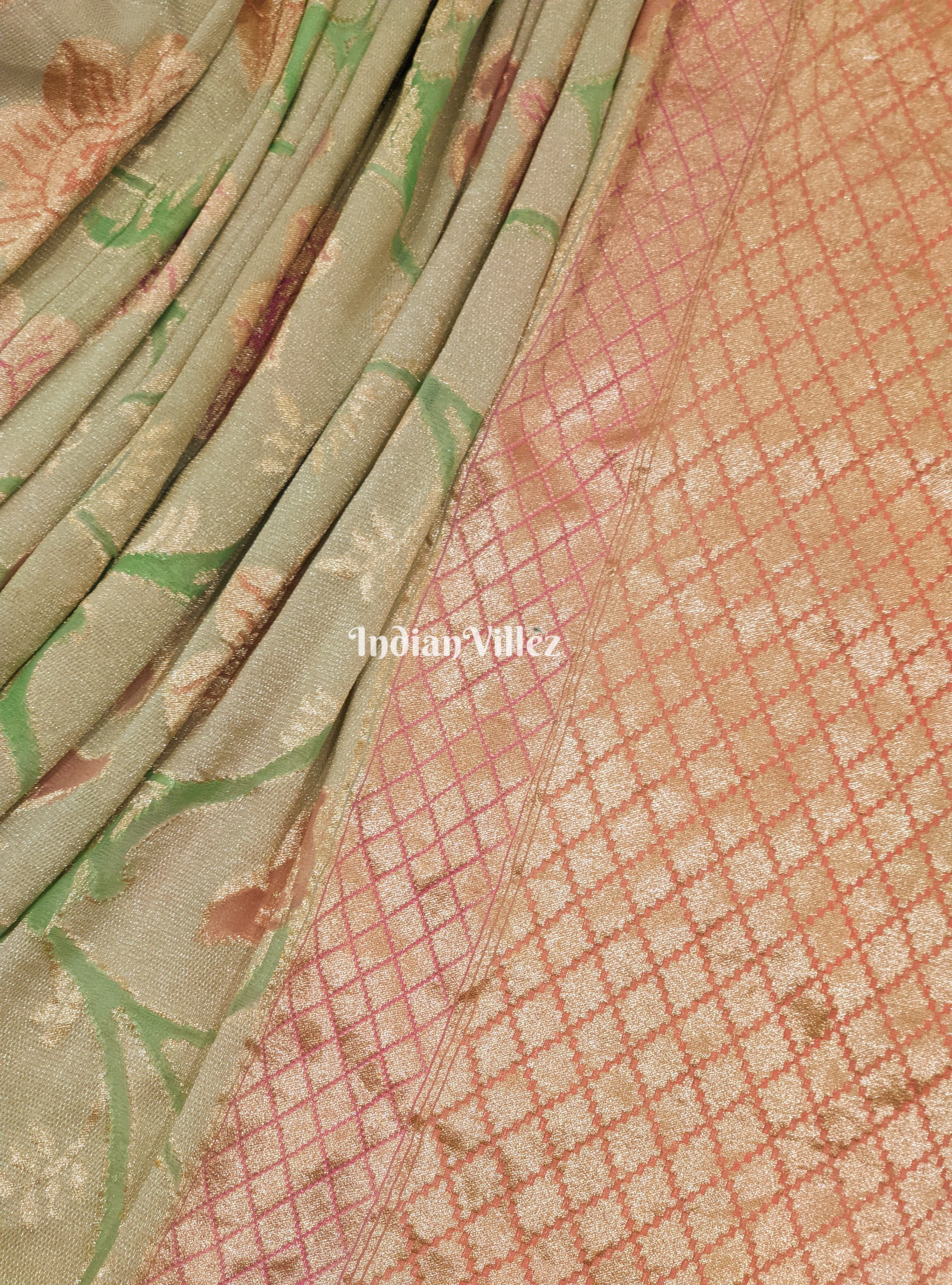 IndianVillèz Flower Motif Banarasi Khaddi Georgette Saree - view 2