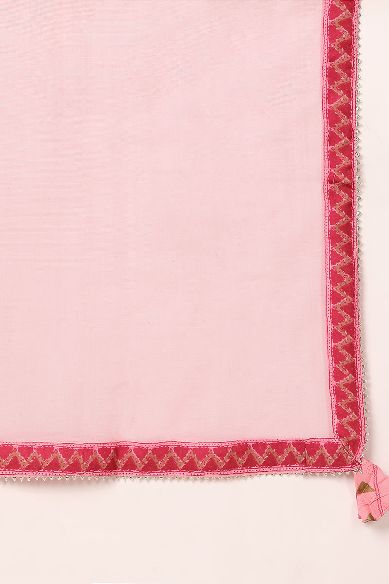 Ahika Pink Viscose Rayon Geometric Printed Straight Style Suit Set VKSKD1991 - view 6