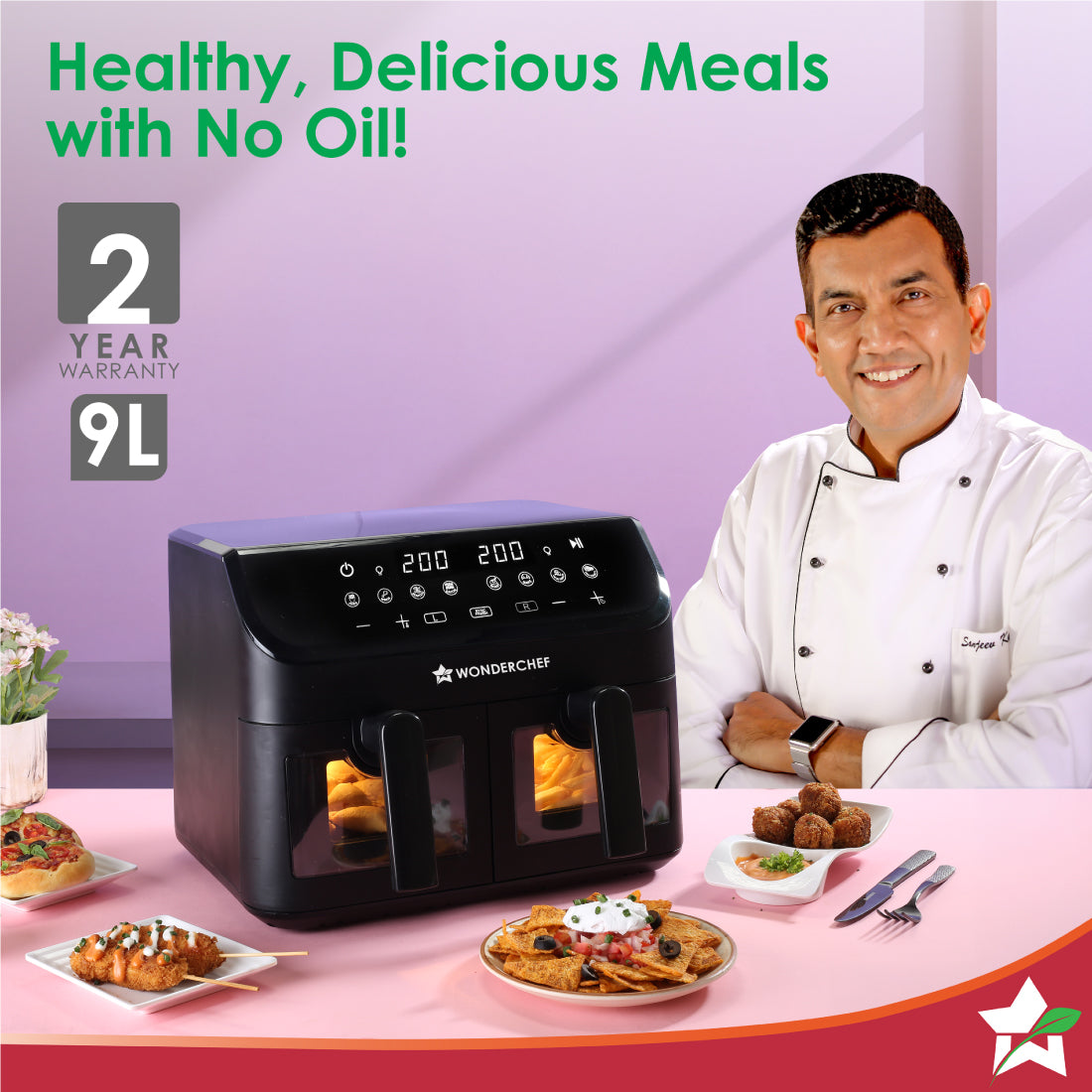 Wonderchef Regenta Digital Air Fryer with Dual Basket | 2000W, 9L. - view 2