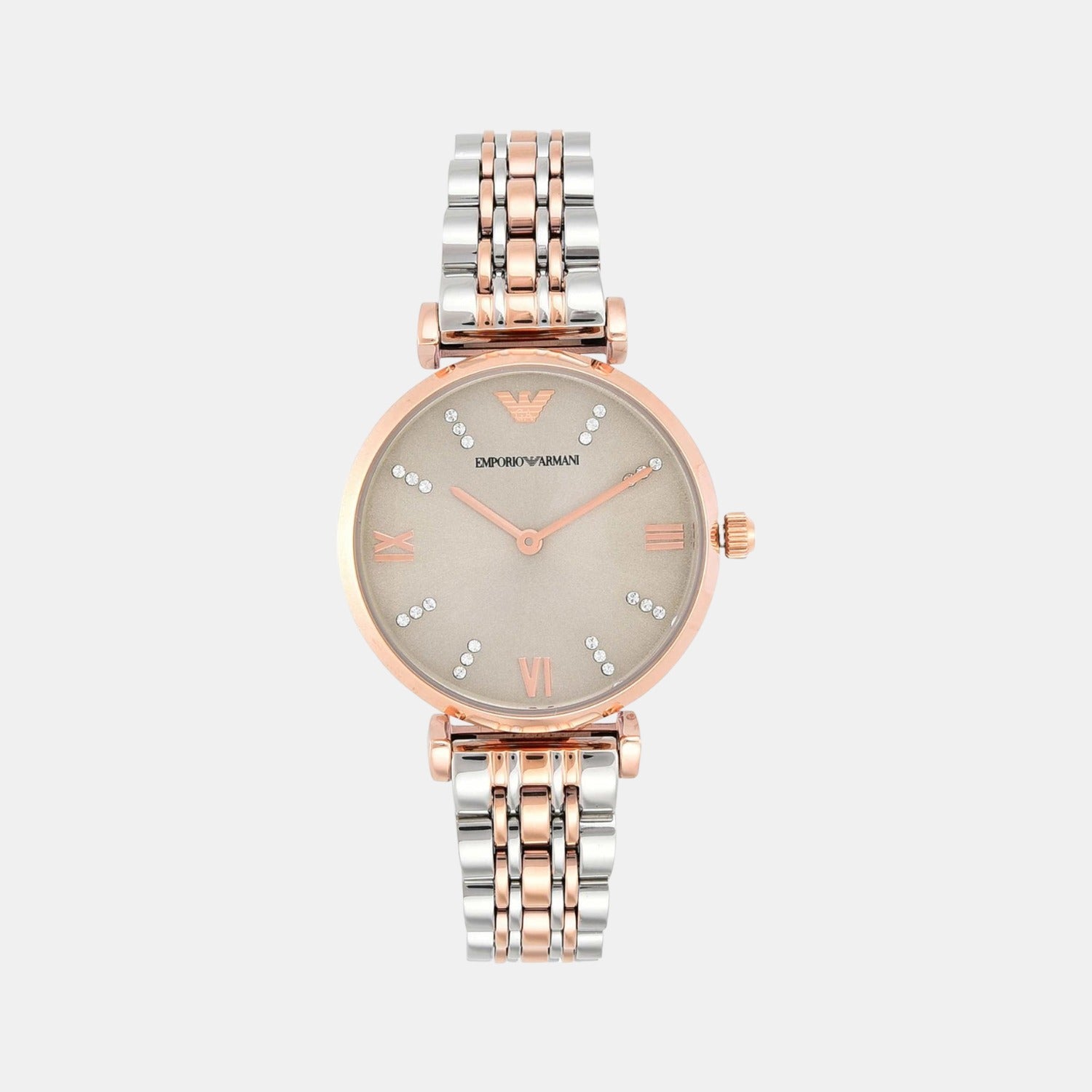 Emporio Armani Gianni T-Bar Women Quartz Beige Dial Analog Stainless Steel Watch AR1840