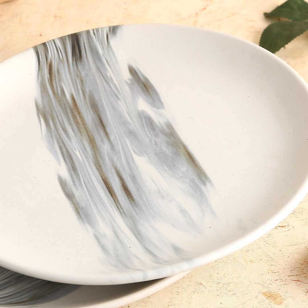 Wonderchef Teramo Stoneware 10" Dinner Plate - Marble White (Set of 2) - view 5