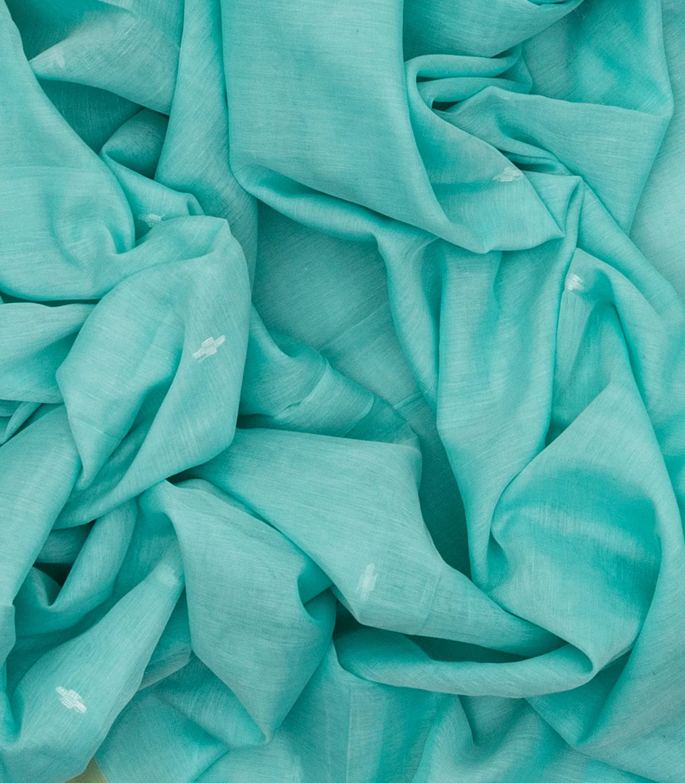 RmKV Turquoise Handloom Bengal Cotton Saree With Plus Buttas - view 3