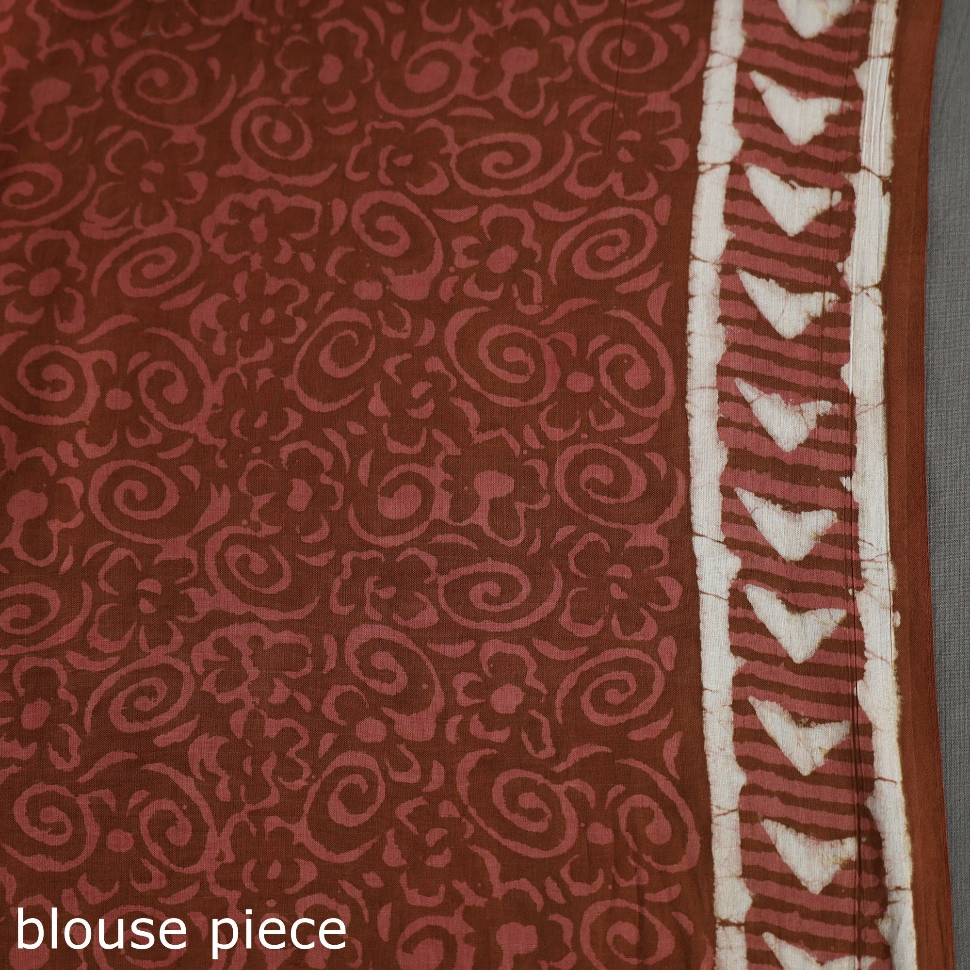 ARTISAN HAND BLOCK PRINTS Brown - Bagru Dabu Block Printed Mul Cotton Saree - view 8