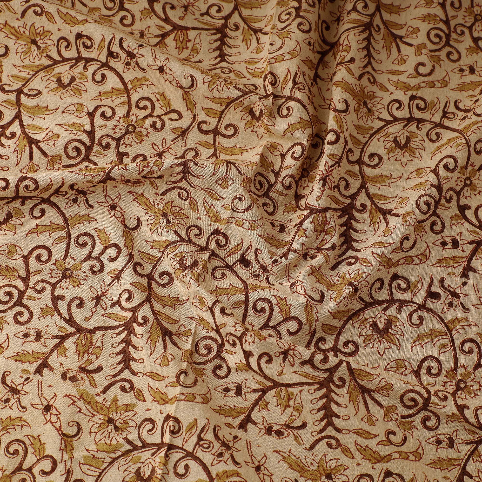 PITCHUKA SRINIVAS KALAMKARI PEDANA Beige - Pedana Kalamkari Block Printed Cotton Fabric - view 2