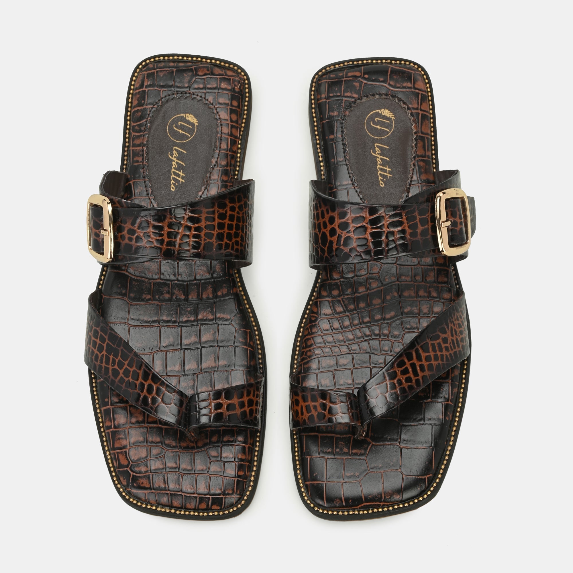 Colour Blocked Buckled Slippers By Lafattio - view 4