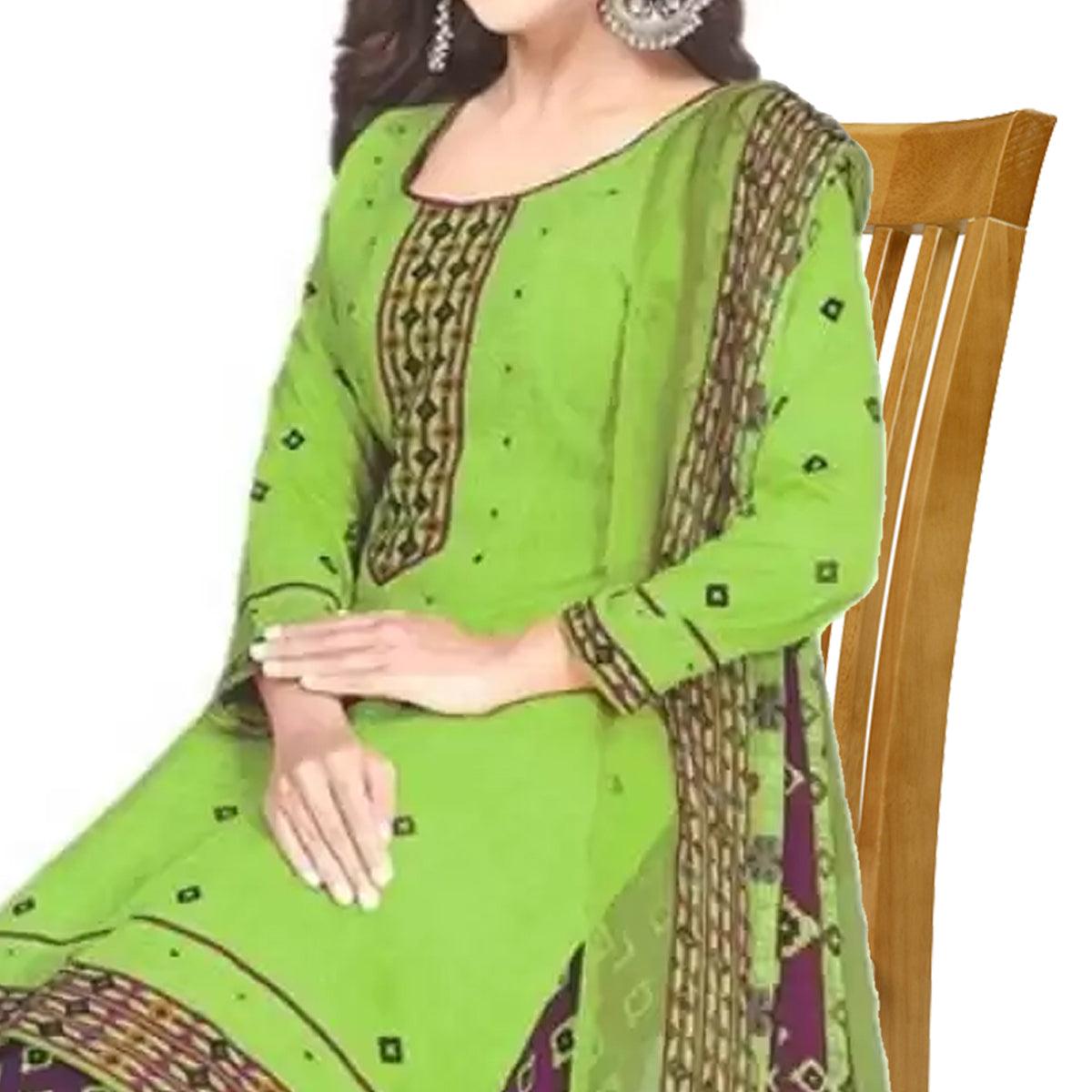 BlackTree green-casual-wear-printed-leon-patiala-dress-material-132053 - view 3