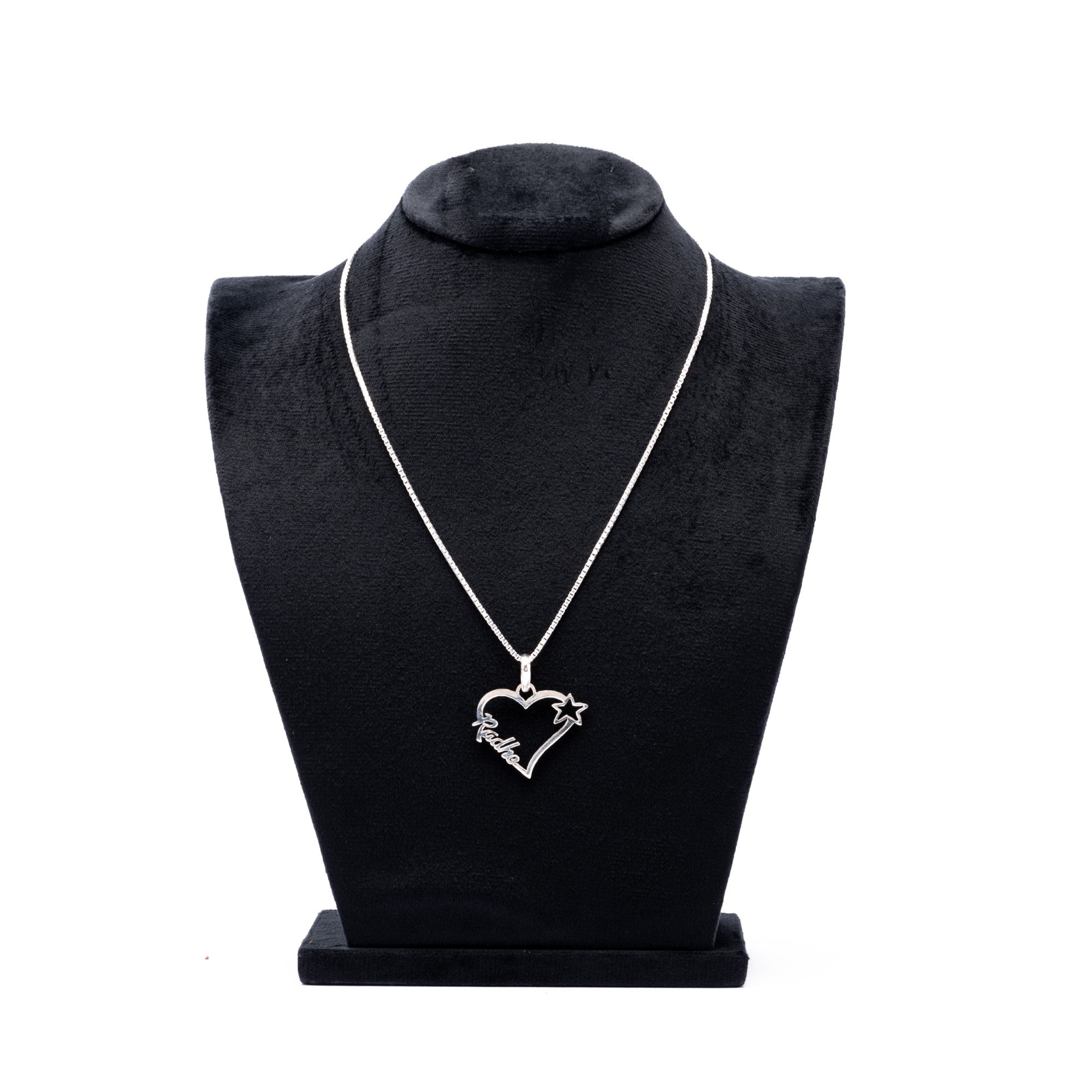 Prinjal Jewellers Silver Name Chain with Heart Pendant for Couples