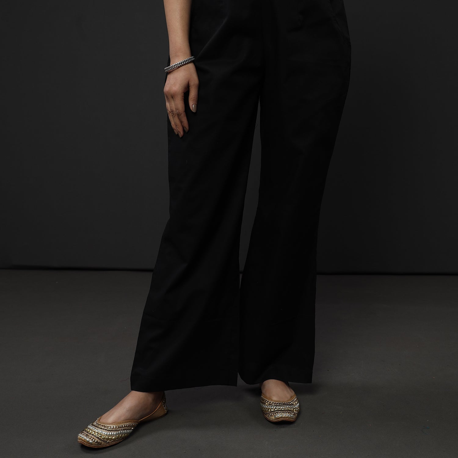 ITOKRI CASUALS Black Kota Doria Embroidery Silk Kurta with Palazzo & Dupatta Set - view 5