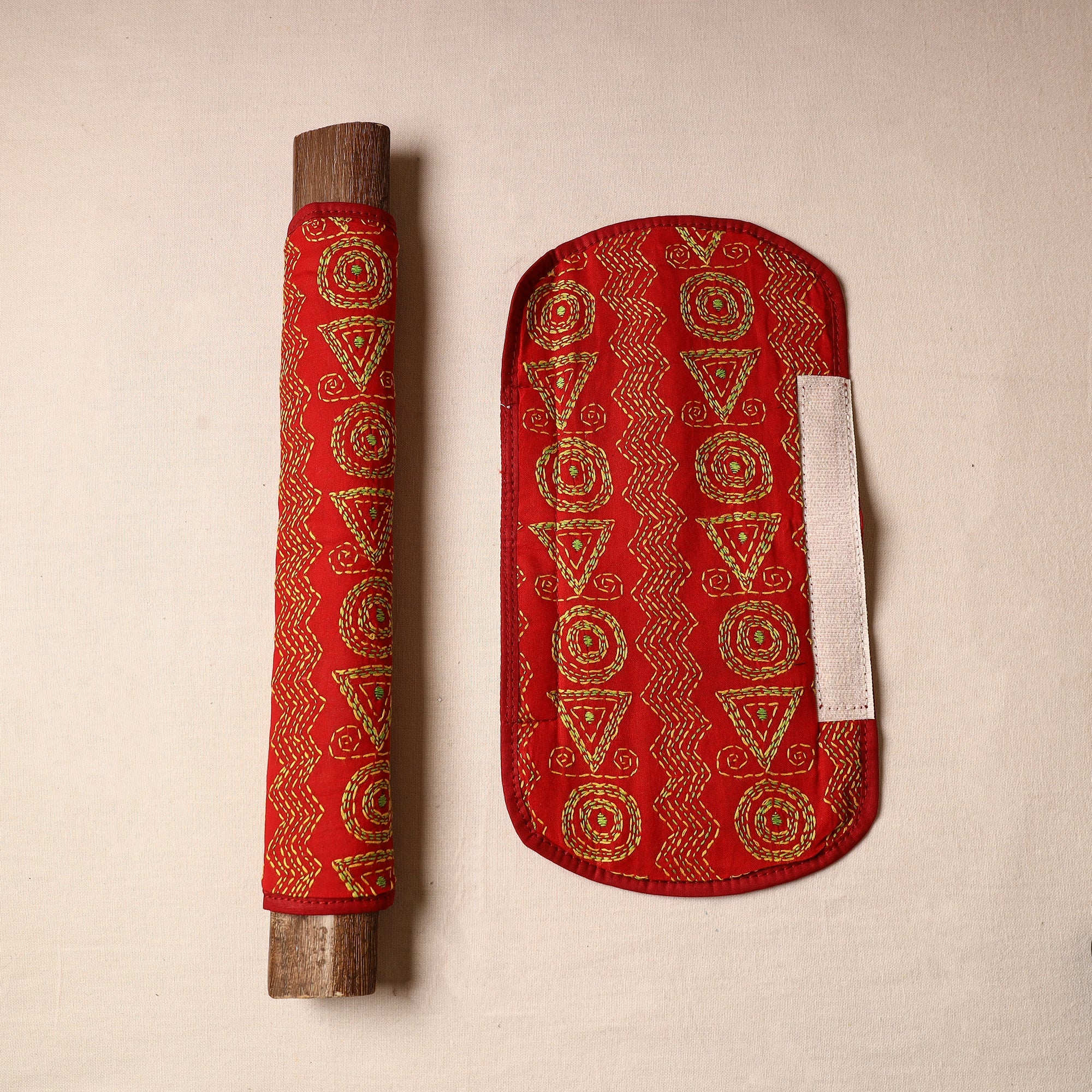 ASALKAAR Bengal Kantha Work Handmade Fridge Handle Cover (Set of 2) 42