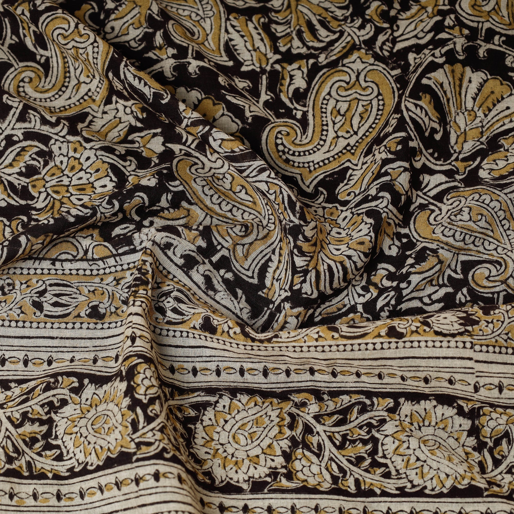 PITCHUKA SRINIVAS KALAMKARI PEDANA Black - Original Pedana Kalamkari Block Printed Cotton Scarf - view 2