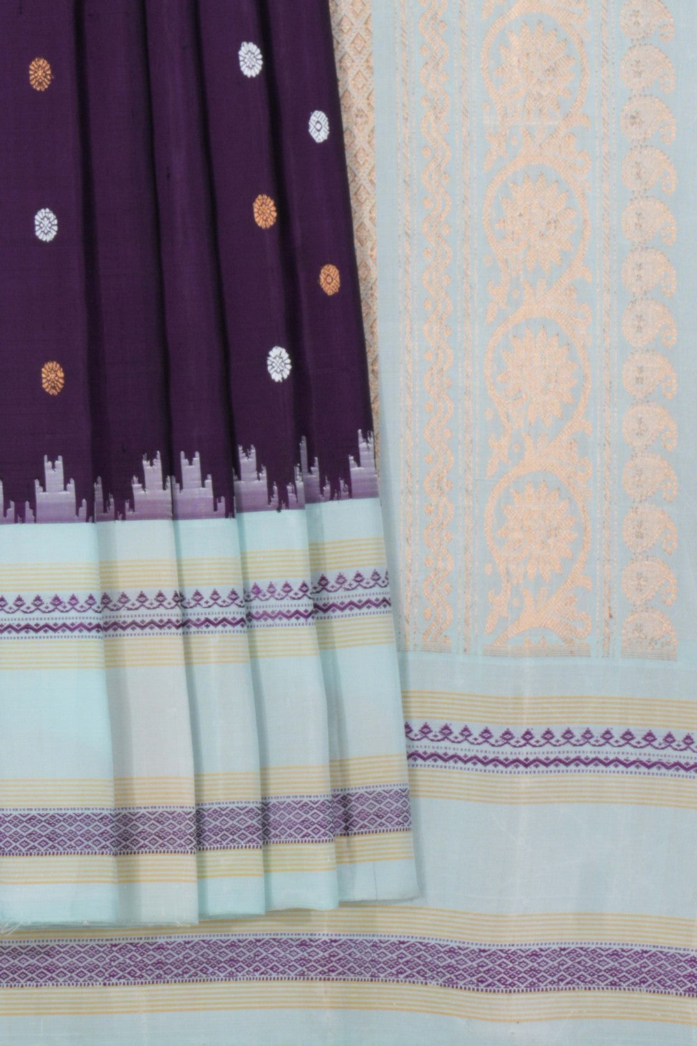 Kalanjali Gadwal Silk Violet Saree – Women's