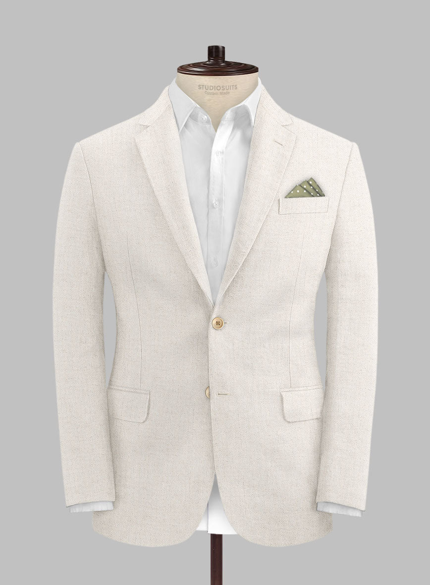 StudioSuits Solbiati Beige Herringbone Linen Jacket
