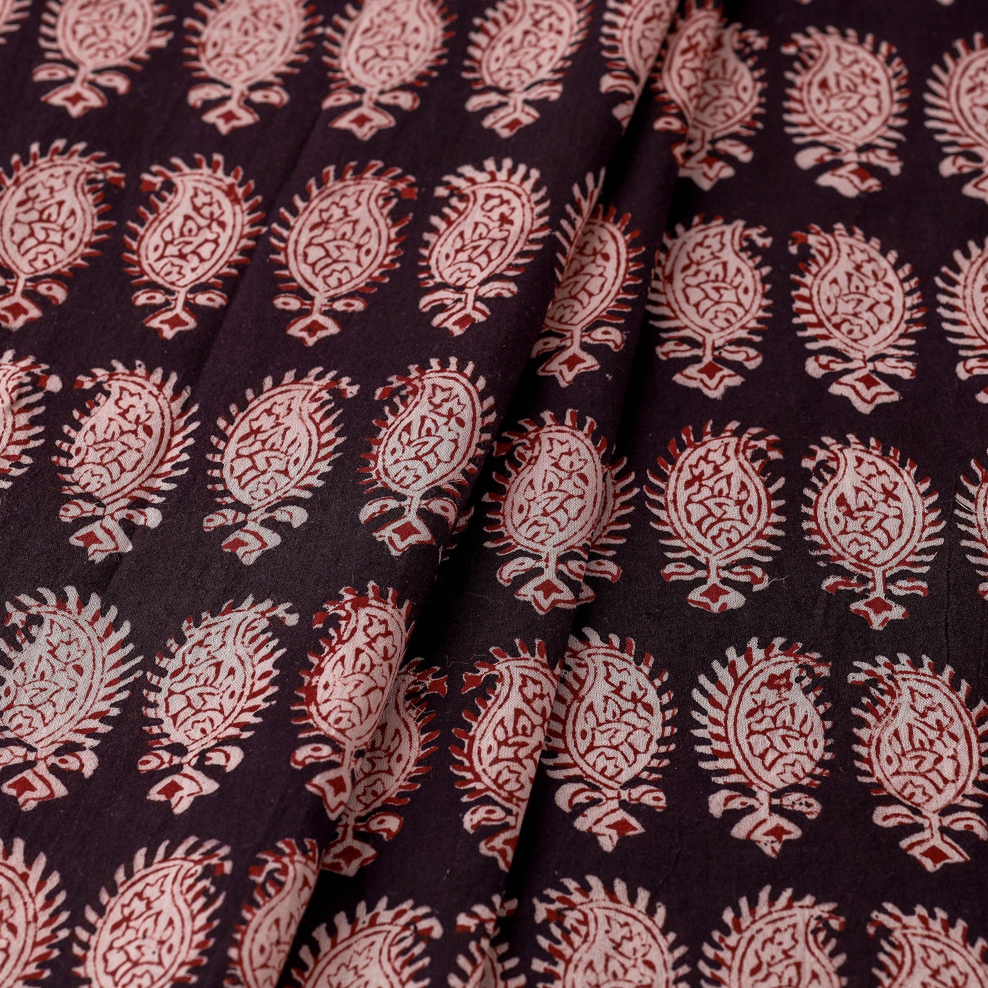 BAGH PRINTS BY UMAR FARUK KHATRI Black - Bagh Block Printed Natural Dyed Cotton Fabric - view 2