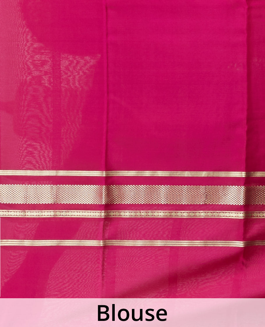 Pothys Blue mysore silk saree with contrast zari border - view 4