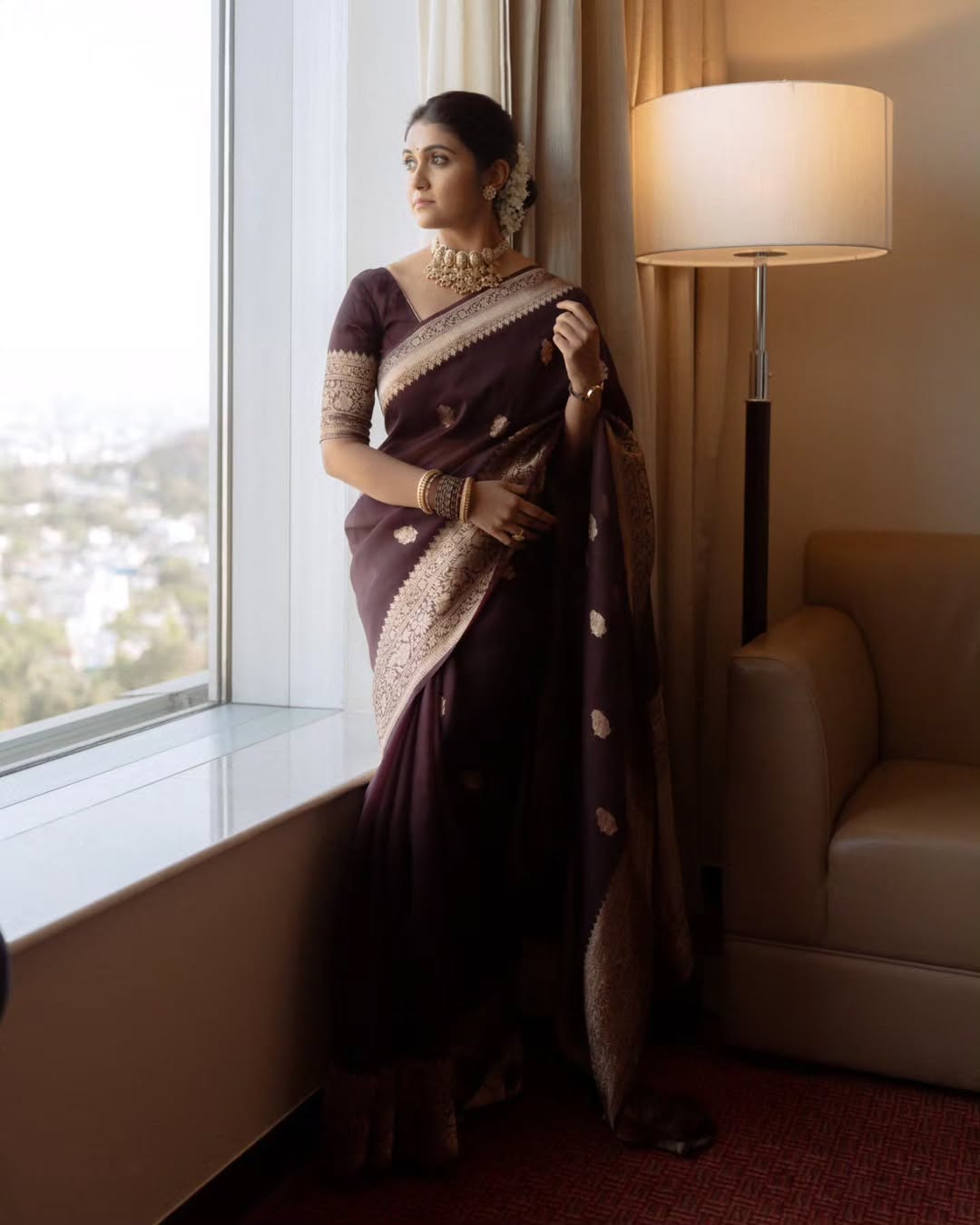 Aayna Incredible Wine Soft Silk Saree With Sizzling Blouse Piece