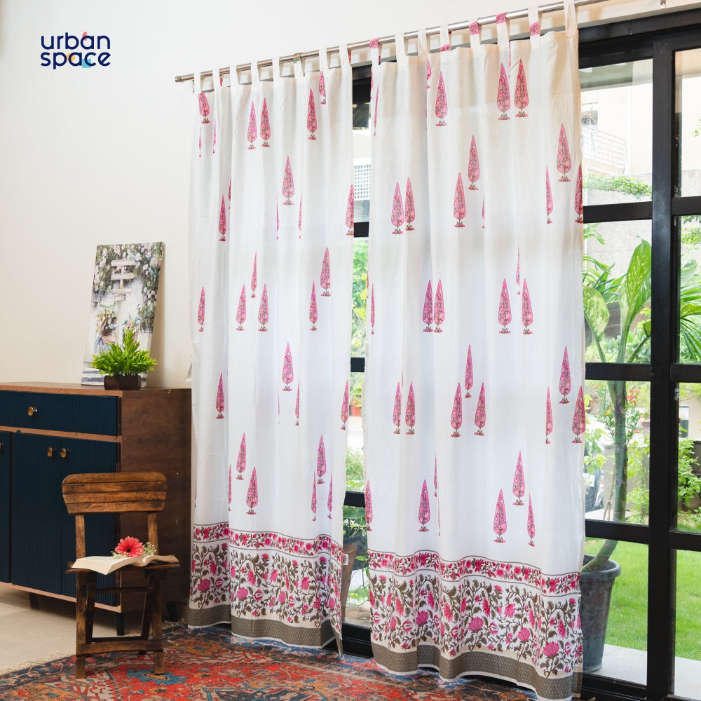Urban Space -Home Furnishing Store 100% MalMal Cotton Curtains, Semi-Transparent with Tab Top, Pack of 2 Curtains - Ace of Spade Pink - view 2